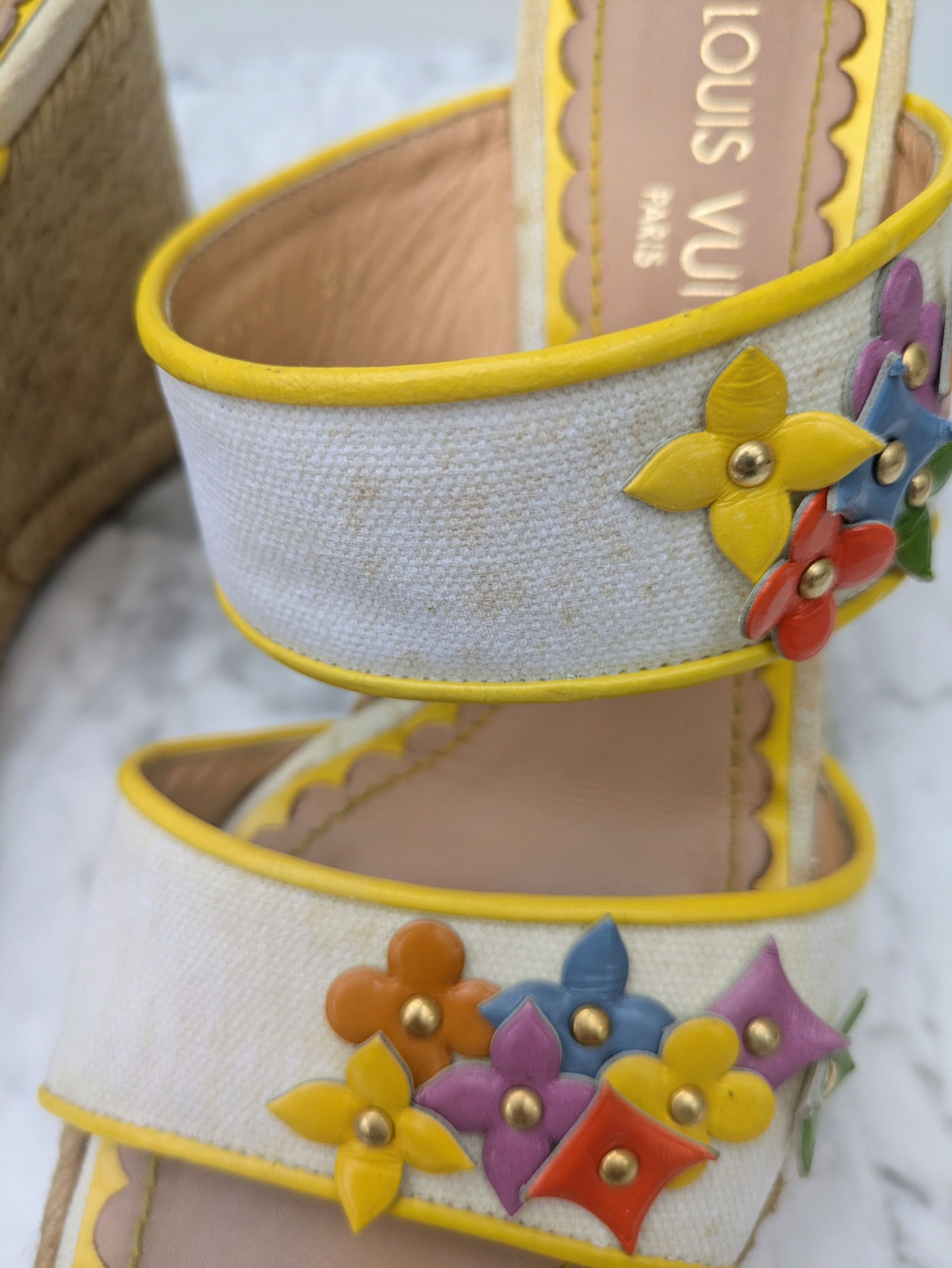 Louis Vuitton Louis Vuitton multicolour flower heeled espadrille sandals Size US 5.5 / IT 35.5 - 11 Thumbnail