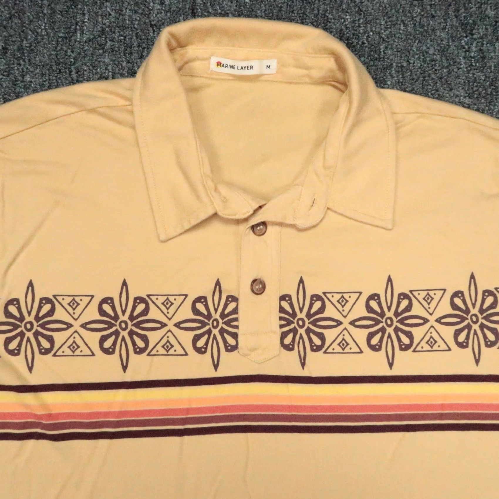 Marine Layer Marine Layer Polo Shirt Mens Medium Beige Short Sleeve Collared Button Golf Tennis 42in Vintage No Size US M / EU 48-50 / 2 - 2 Thumbnail
