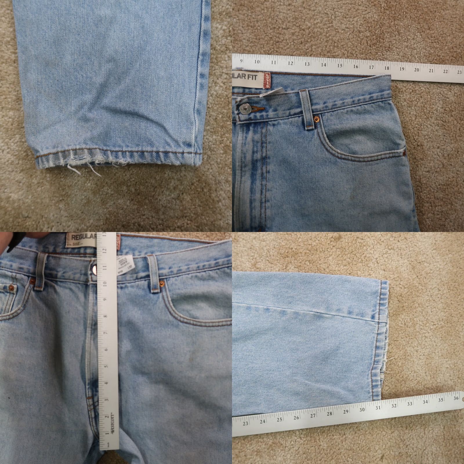 Levi's Levi's 505 Regular Fit Straight Leg Jeans Men's 36x32 Blue Denim Distressed Jeans Size US 36 / EU 52 - 9 Thumbnail
