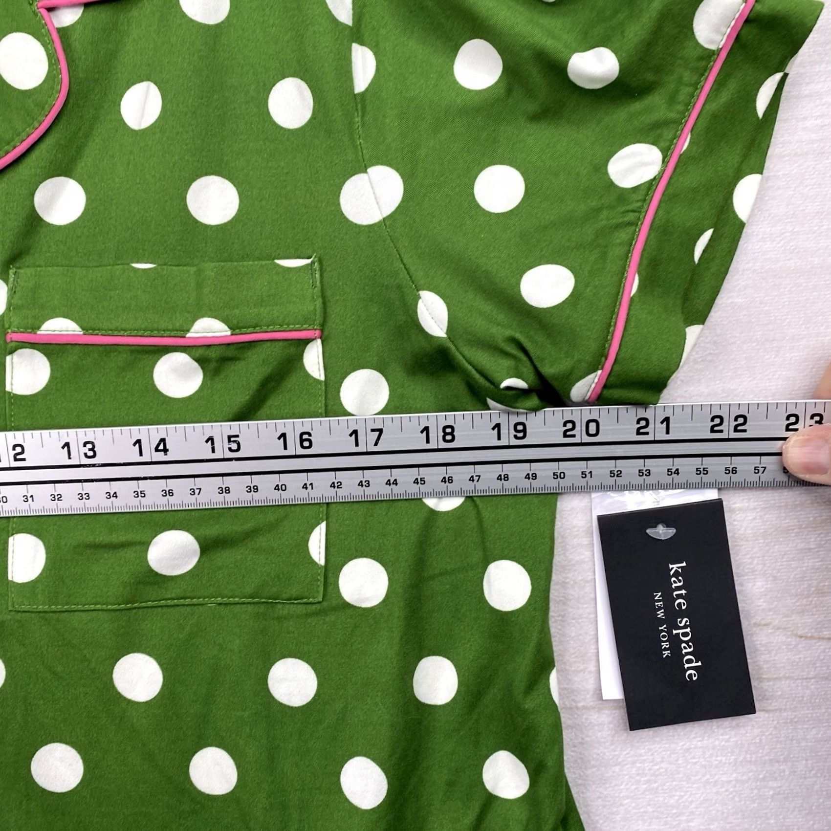 Vintage kate spade new york Womens Pajama Top Shirt M Green Polka Dot Button Up Short Sleeve NWT Size M / US 6-8 / IT 42-44 - 8 Thumbnail