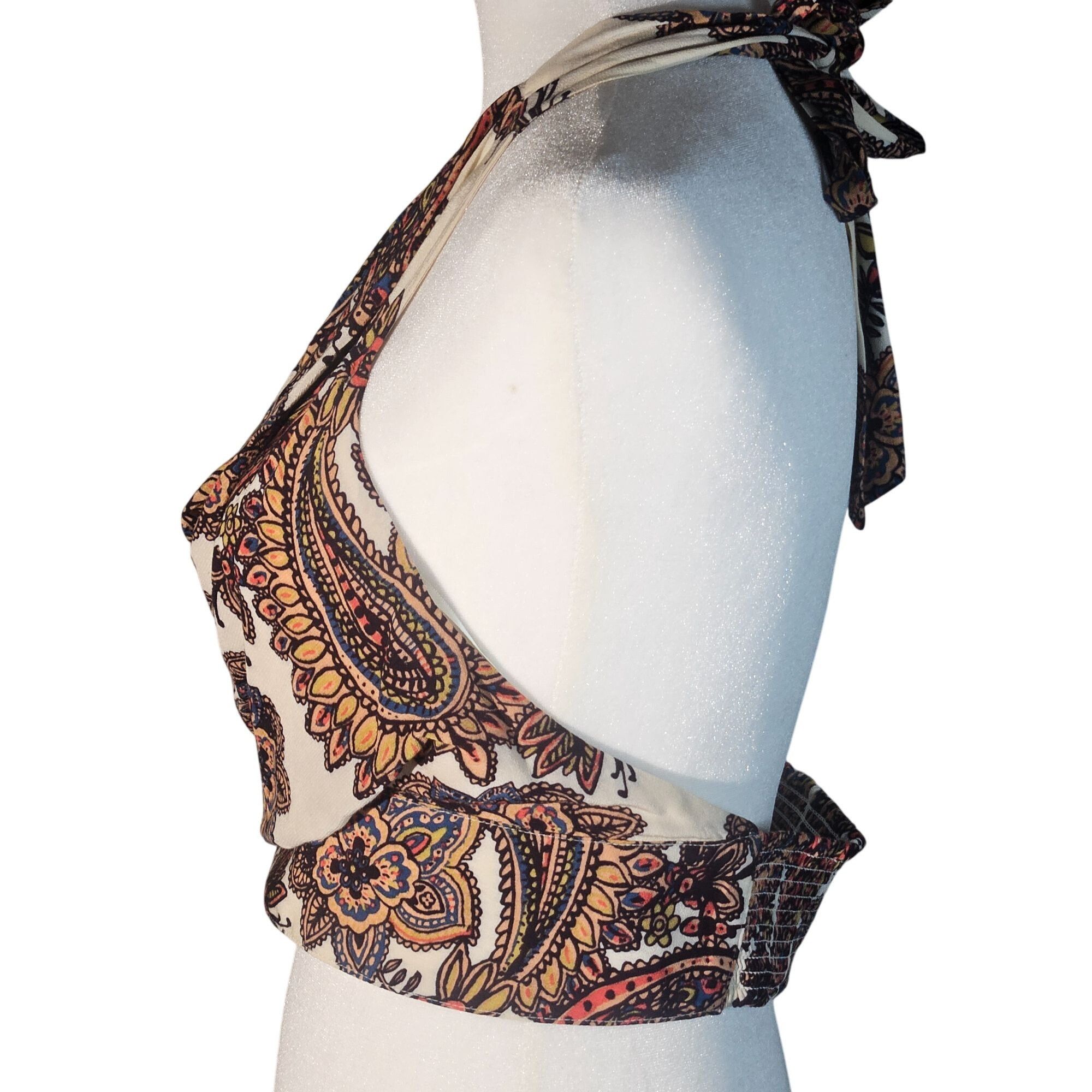 Free People Free People Paisley Drape Halter Crop Top Boho Festival Summ Size XS / US 0-2 / IT 36-38 - 7 Thumbnail