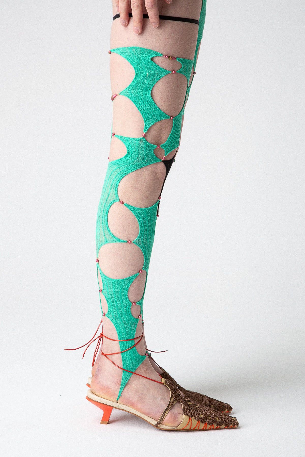 RUIbuilt $335 RUI Size 1 Single Cropped Thigh-High Sock Size ONE SIZE - 2 Thumbnail