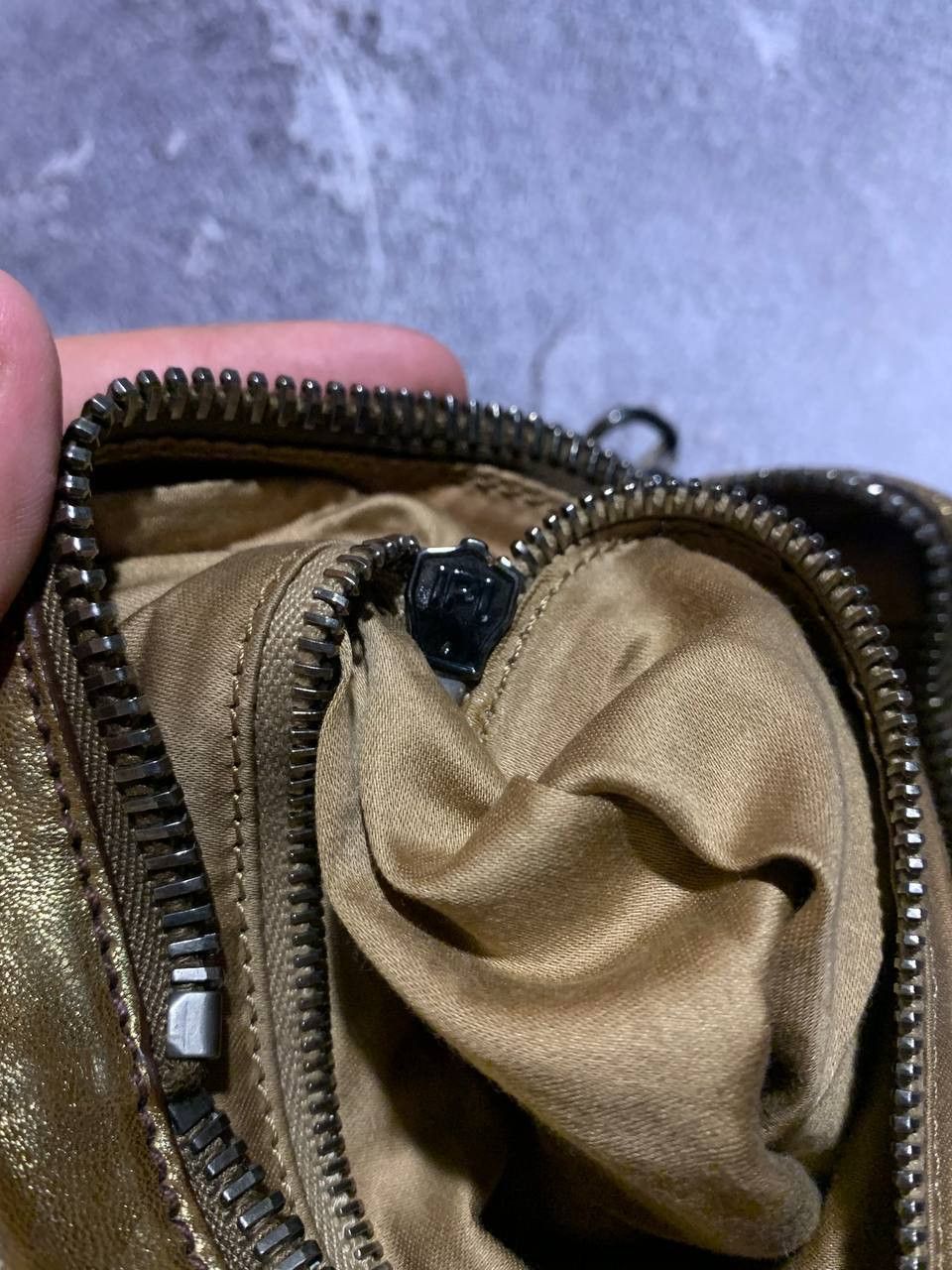 Miu Miu Miu Miu Vintage Gold Metallic Leather Zip Tote Bag Italy Size ONE SIZE - 12 Thumbnail