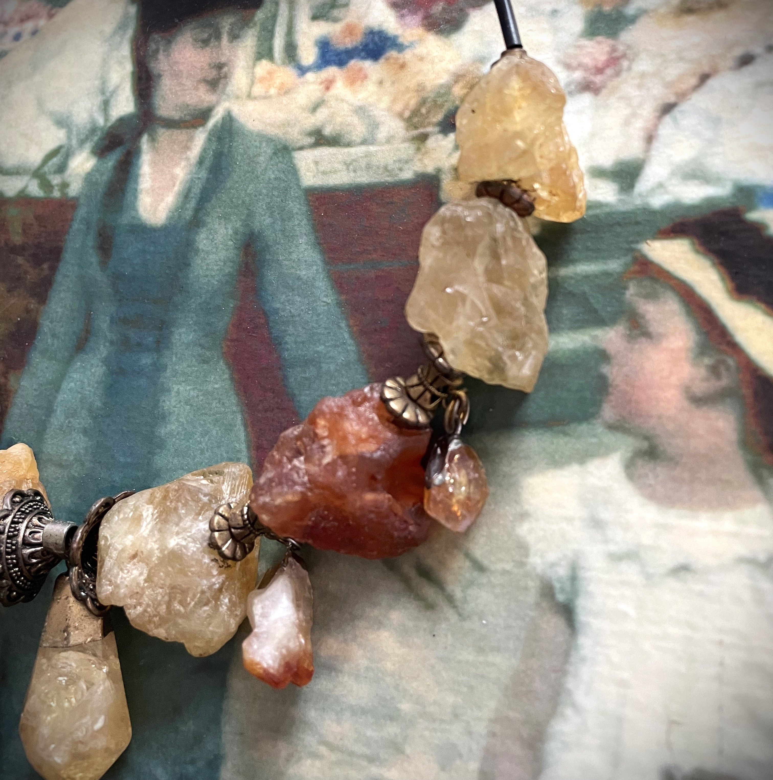 Other Vintage Style Raw Citrine Necklace – Boho Crystal Choker Size ONE SIZE - 3 Thumbnail