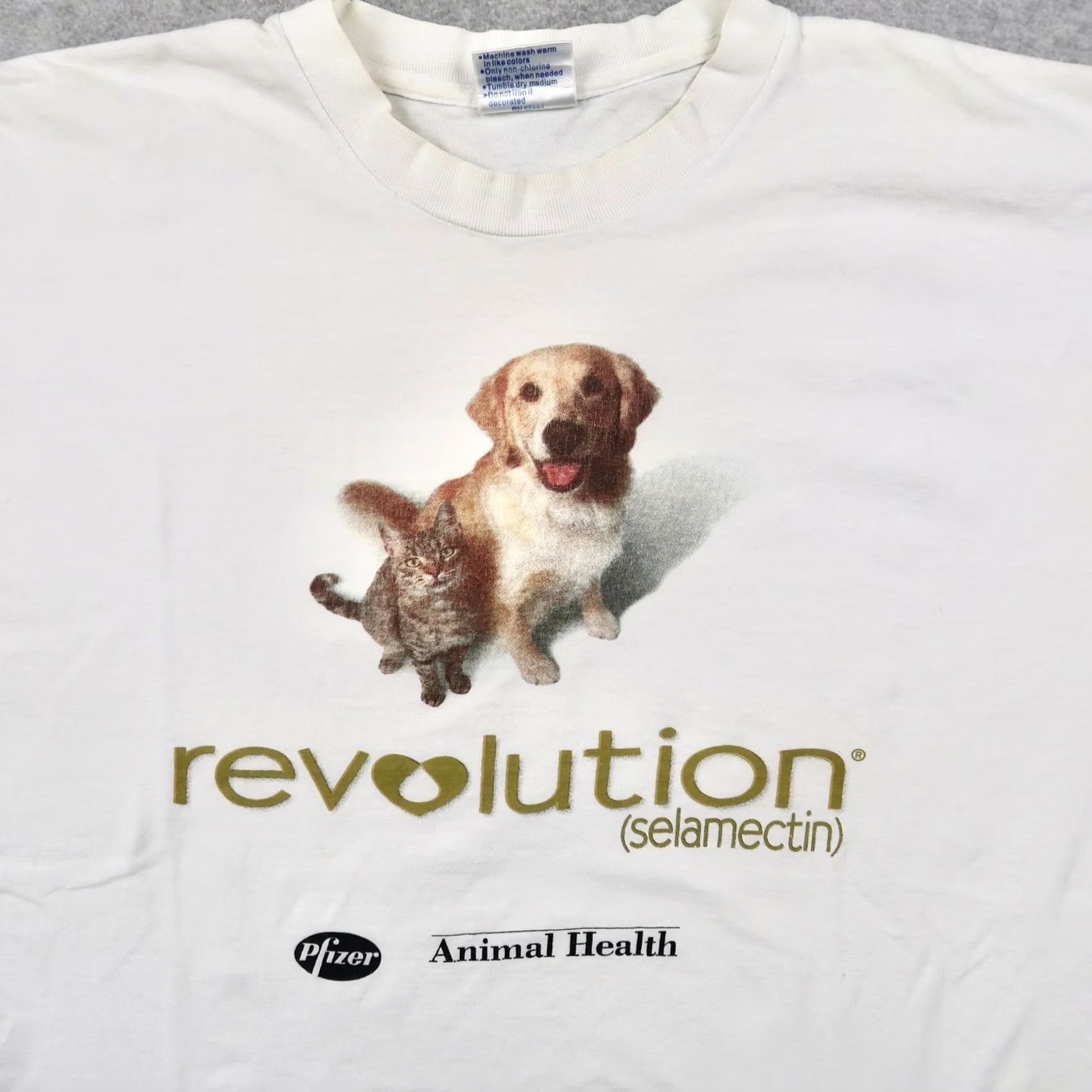 Vintage VINTAGE Pfizer Revolution Selamectin Dog Cat T-Shirt Mens XL White 90s All Sport Size US XL / EU 56 / 4 - 3 Thumbnail