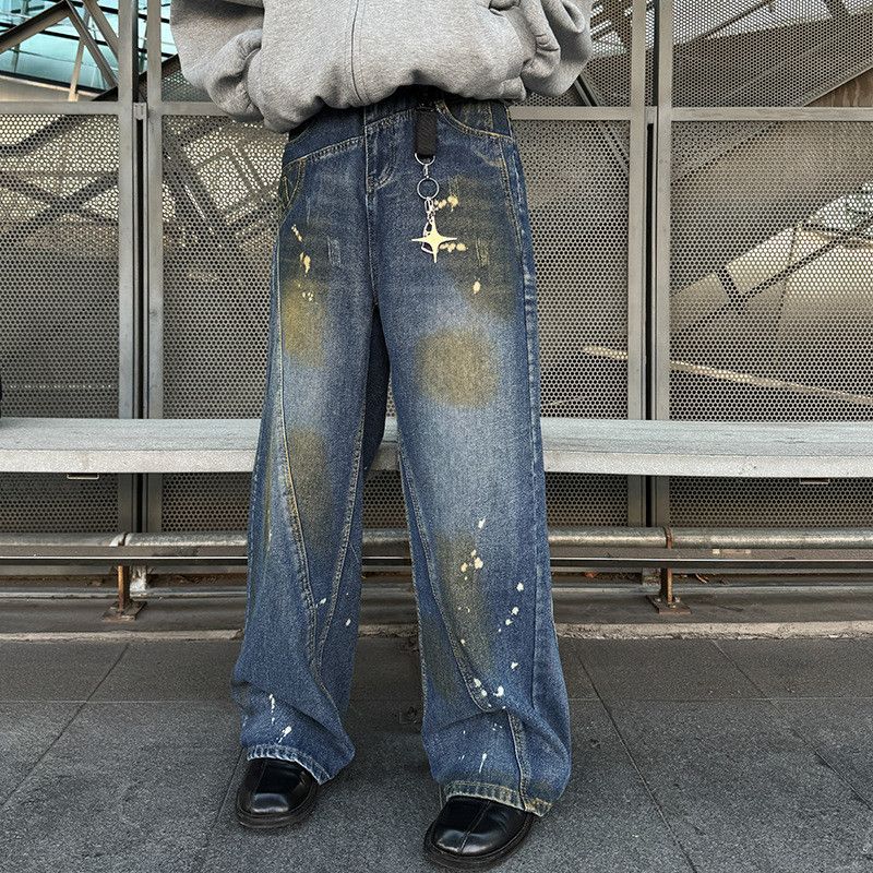 Japanese Brand Retro loose dirty dyed splashed ink jeans Size US 32 / EU 48 - 6 Thumbnail