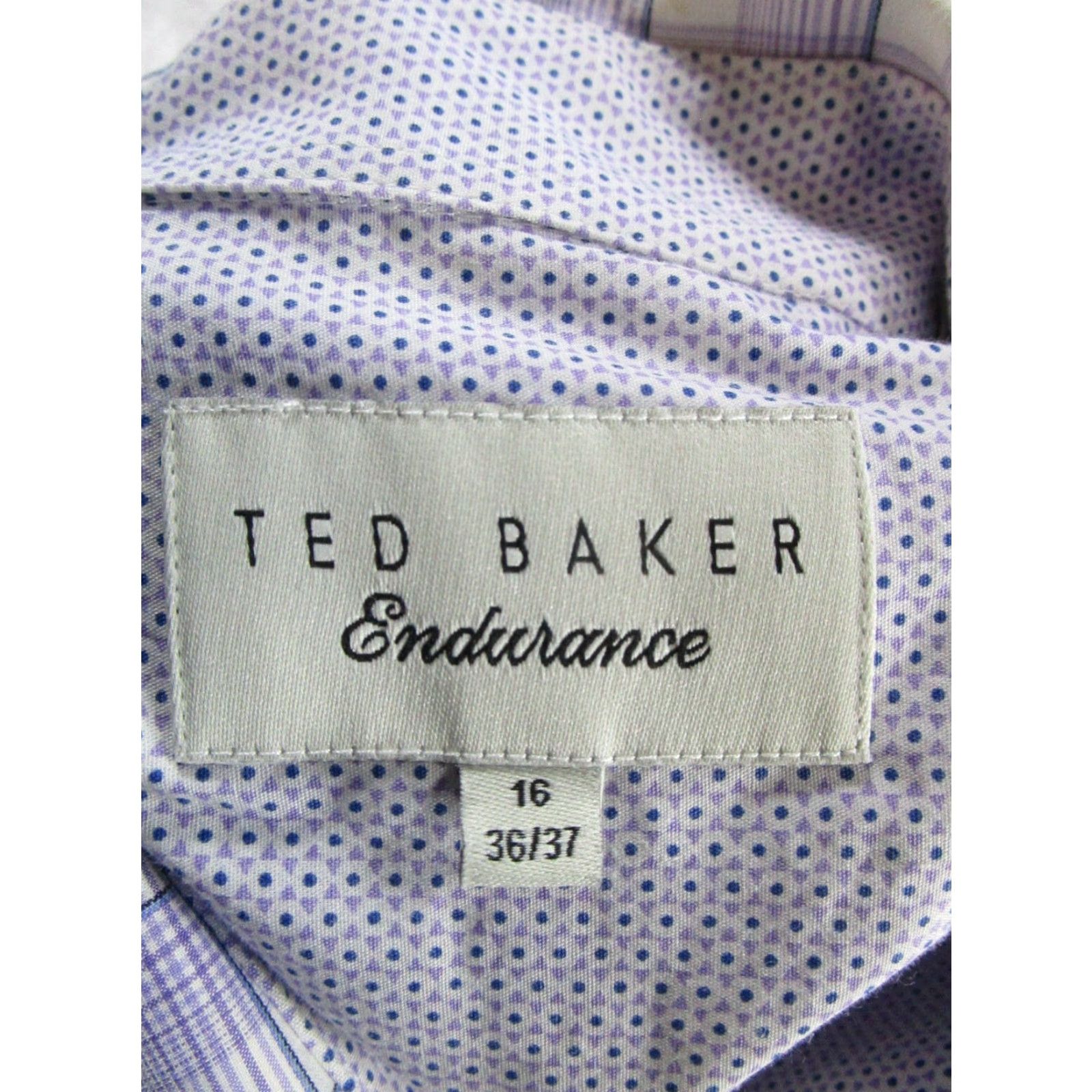 Ted Baker Ted Baker Endurance Dress Shirt Mens 16 Purple White Cotton Button Up Plaid Collared Button-Down 16 in Mens Boys Womens? Size 42R - 3 Thumbnail