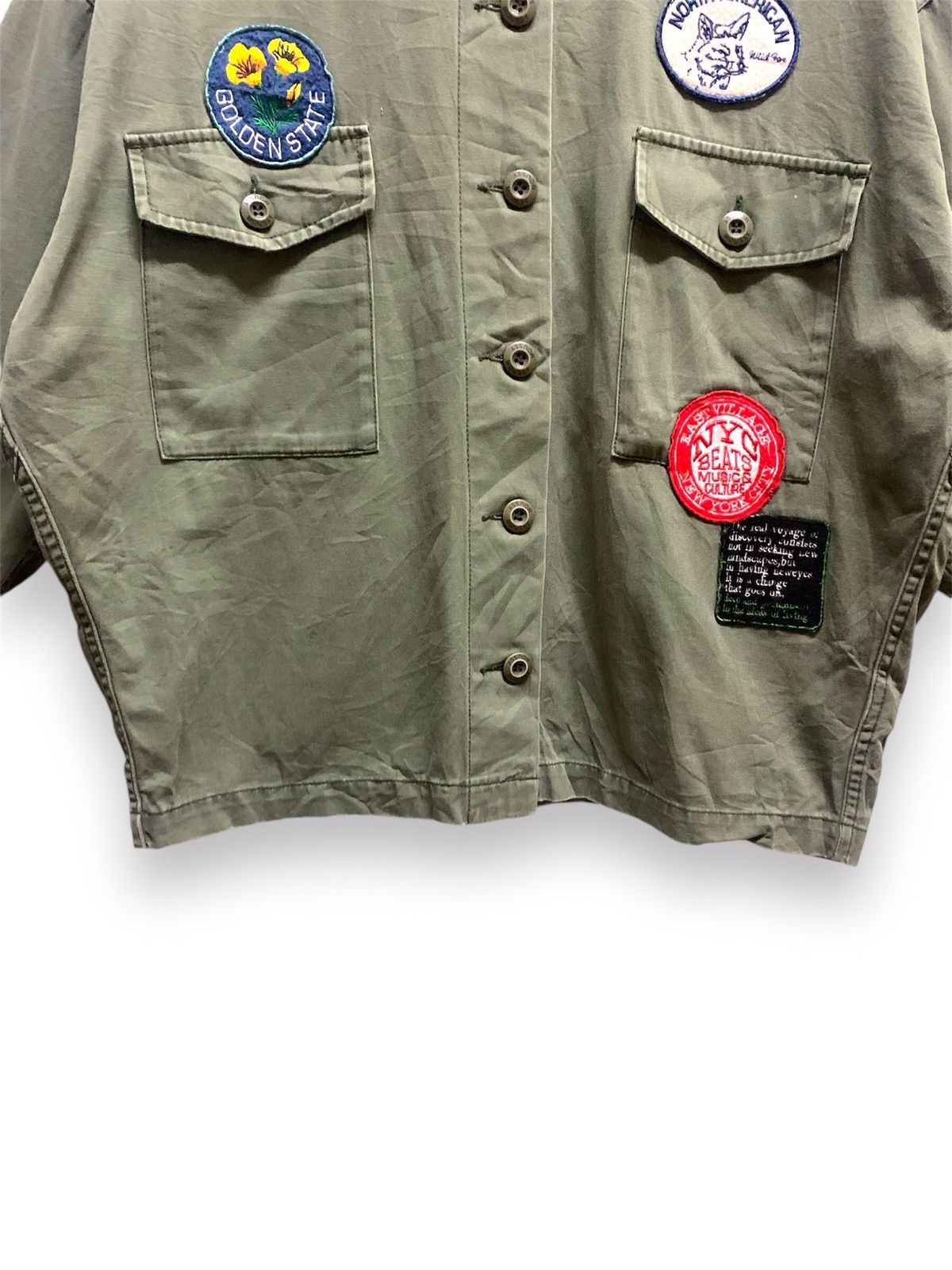 Japanese Brand MOUSSY Jacket Green Army Patches Size US XL / EU 56 / 4 - 5 Thumbnail