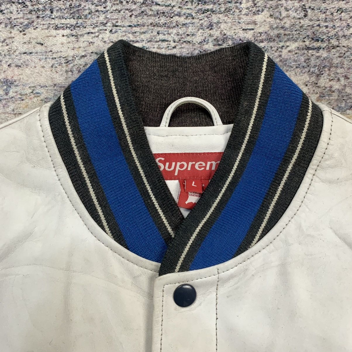 Supreme Rare 2001 Supreme S Wing varsity leather jacket Size US L / EU 52-54 / 3 - 7 Thumbnail