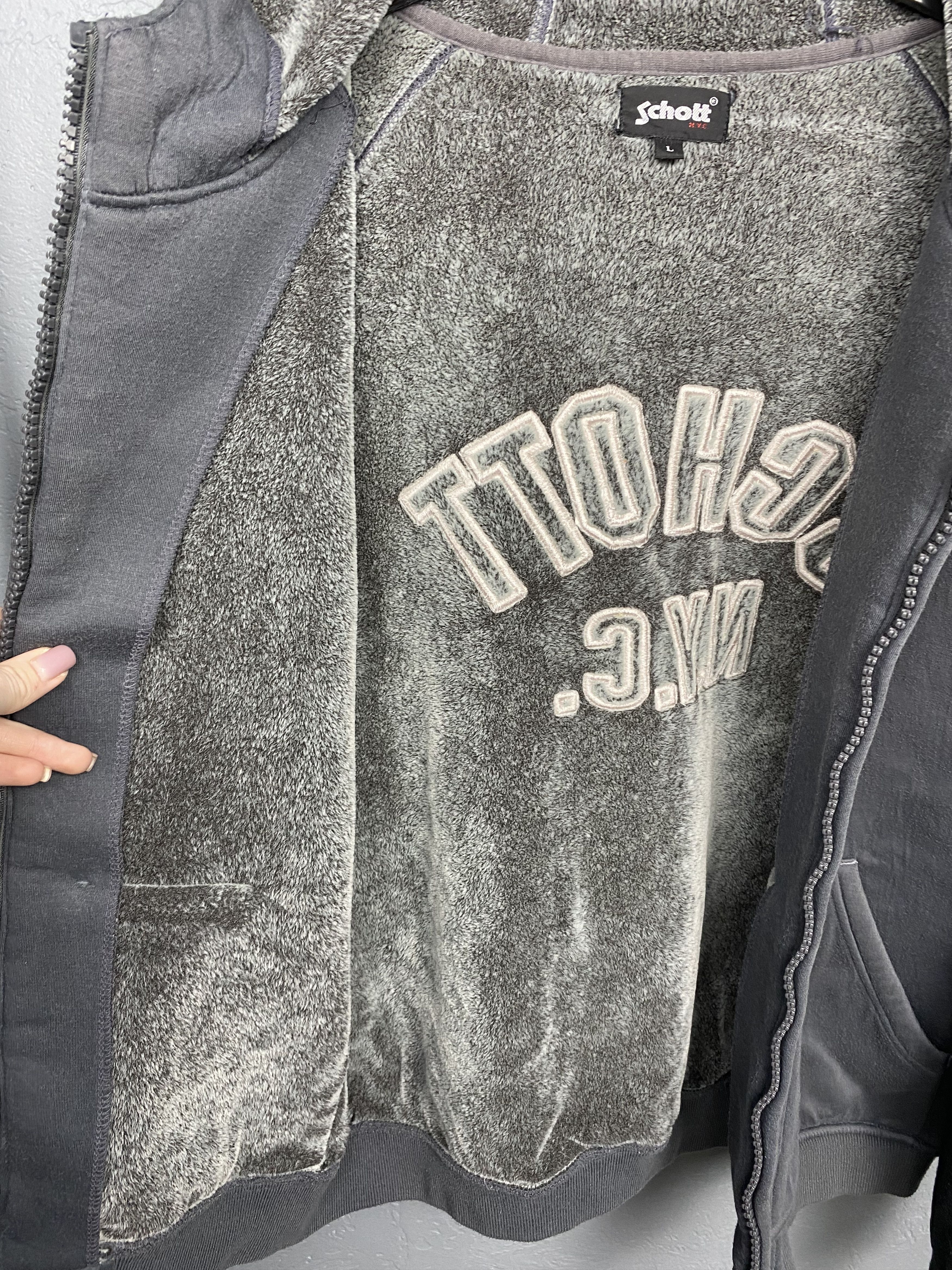 Schott × Vintage Schott Vintage Mens Sherpa Fleece Hooded Jacket Size US L / EU 52-54 / 3 - 8 Thumbnail