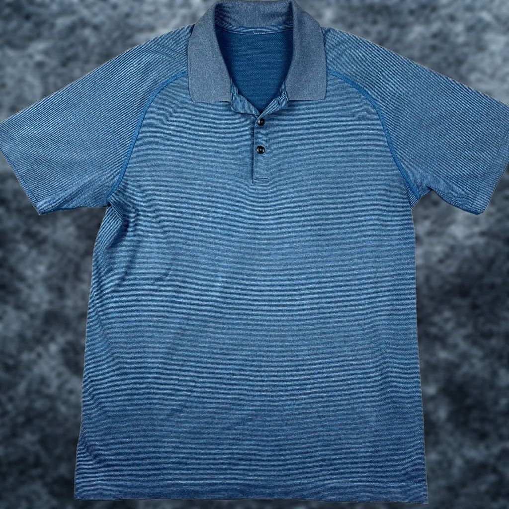Lululemon Lululemon Metal Vent Tech Polo Shirt Large Mens Blue Stretch Performance Active Size US L / EU 52-54 / 3 - 1 Thumbnail