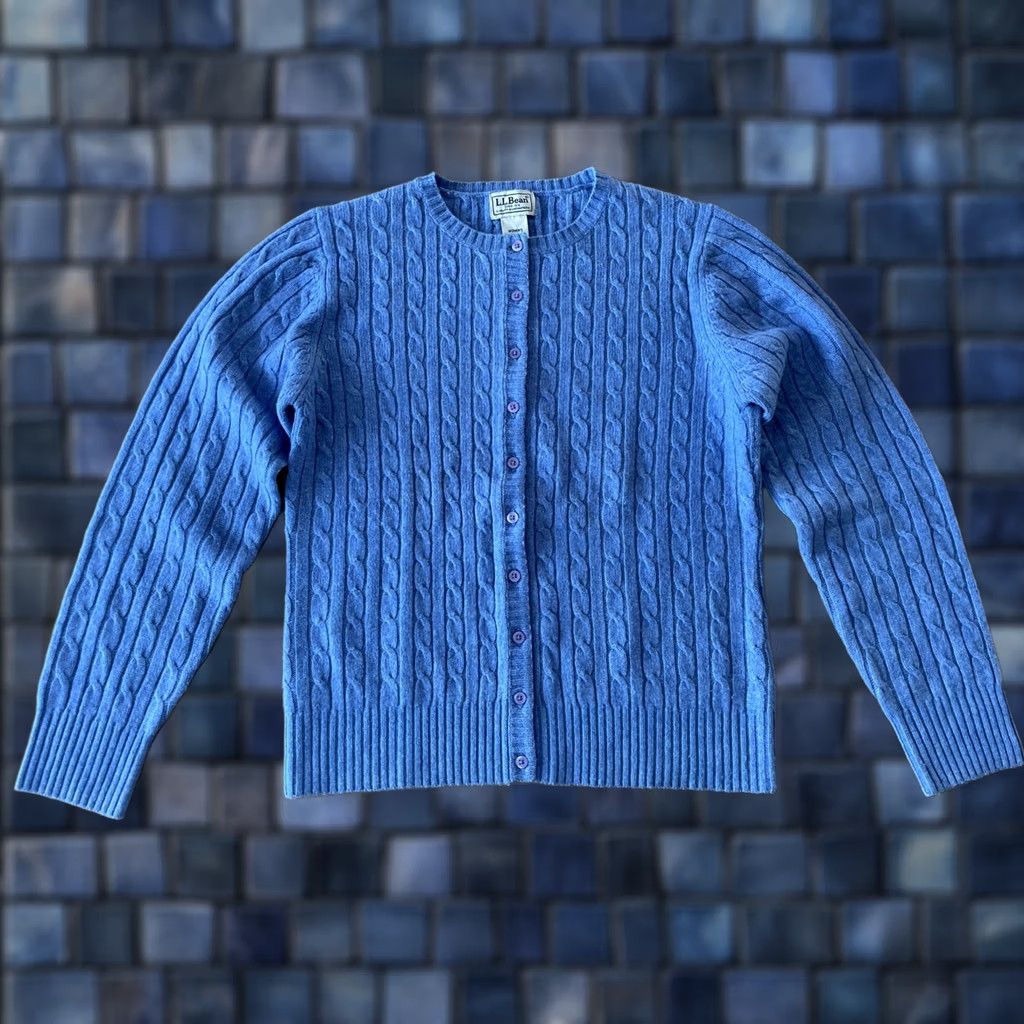 Vintage VINTAGE LL Bean Lambswool Blue Cardigan Sweater Womens Small Cable Knit Granny 90s Size S / US 4 / IT 40 - 1 Thumbnail