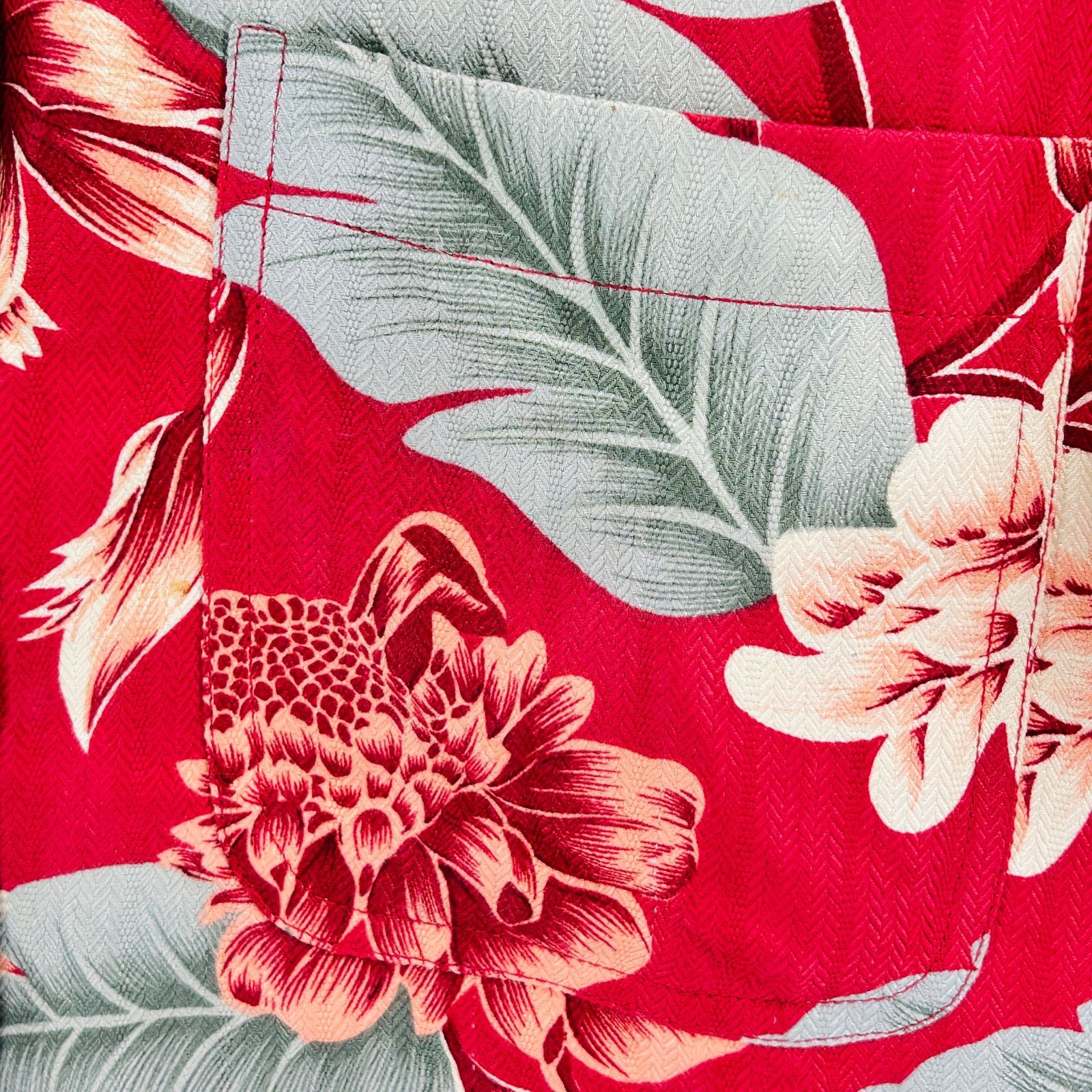 Vintage 90s Bungalow Brand Red Floral Tropical Silk Cropped Shirt Size M / US 6-8 / IT 42-44 - 2 Thumbnail