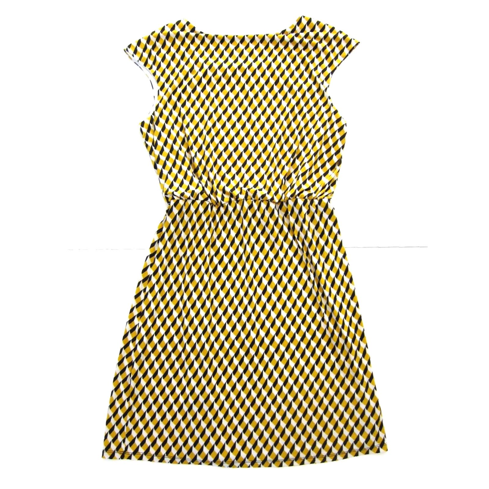 Vintage Signature Robbie Bee Yellow Black Geometric Stretch Cap Sleeve Sheath Dress XL Size XL / US 12-14 / IT 48-50 - 2 Thumbnail