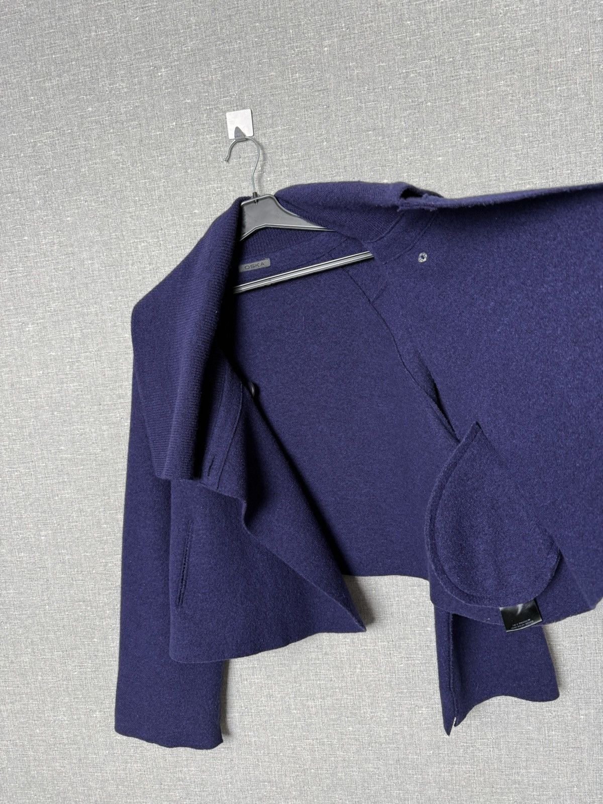 OSKA Oska Boiled Wool Jacket Shawl Collar Deep Navy Cropped Coat Size M / US 6-8 / IT 42-44 - 8 Thumbnail
