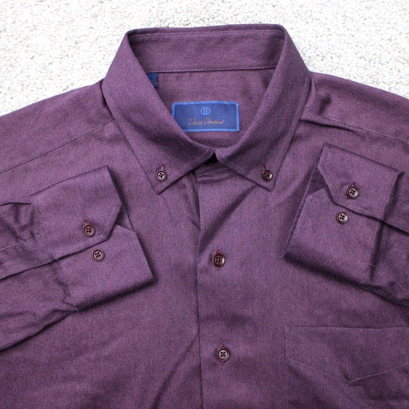 David Donahue David Donahue Shirt Mens Large Purple 100% Cotton Long Sleeve Button Down Size US L / EU 52-54 / 3 - 2 Thumbnail
