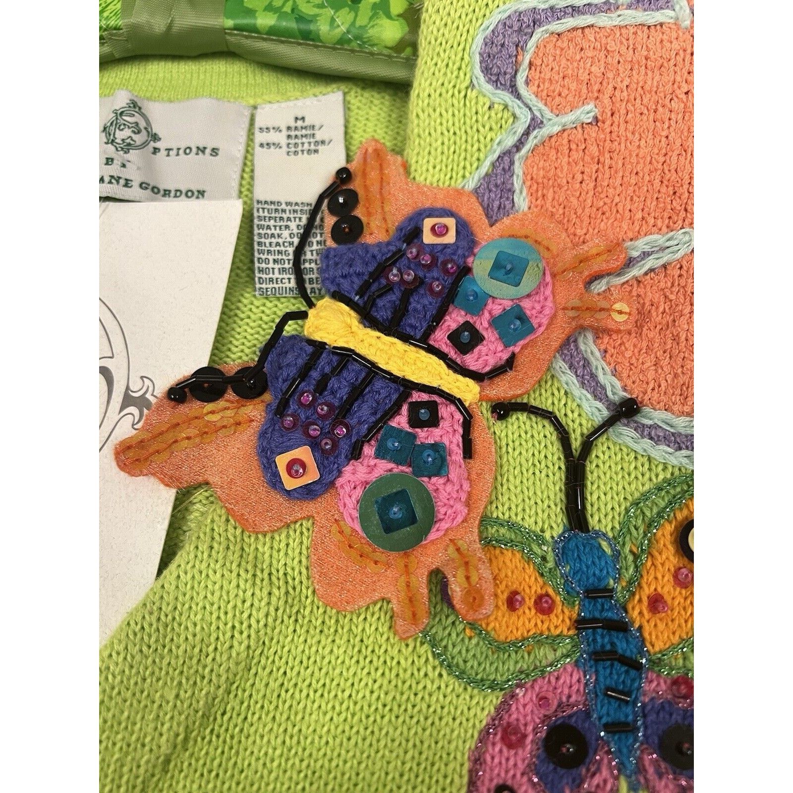 Other VTG NWT DESIGN OPTIONS CARDIGAN MEDIUM BUTTERFLY FLOWERS Size M / US 6-8 / IT 42-44 - 6 Thumbnail
