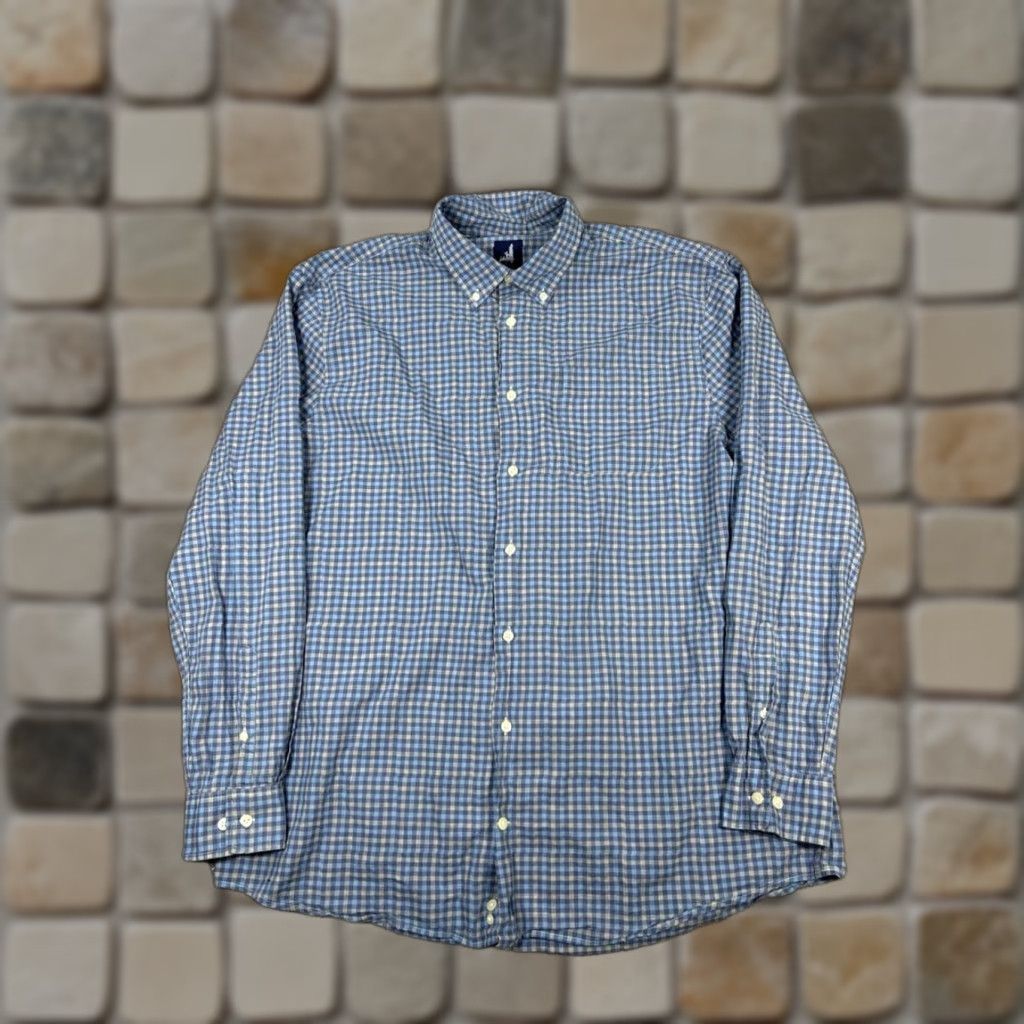 johnnie-O johnnie-O Shirt Mens XL Blue Gray Cotton Button Up Plaid Casual Button-Down Collared Classic Size US XL / EU 56 / 4 - 1 Thumbnail