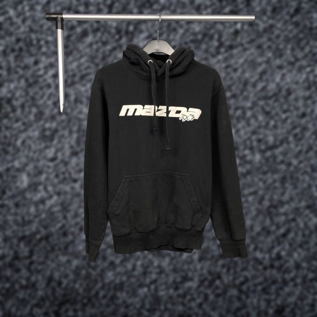 Vintage VINTAGE Mazda RX-7 Mens Hoodie JDM Racing Team Size M Black Cotton Hooded Pullover Mens Size US M / EU 48-50 / 2 - 1 Thumbnail