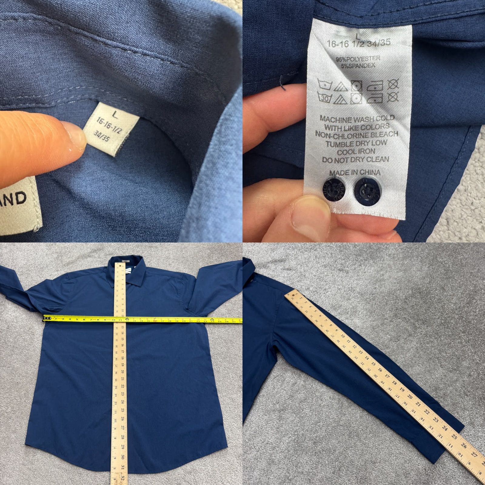 Lucky Brand Lucky Brand Slim Fit Dress Shirt Men Large 16-16.5 34/35 Blue Work 4 Way Stretch Size 42R - 8 Thumbnail