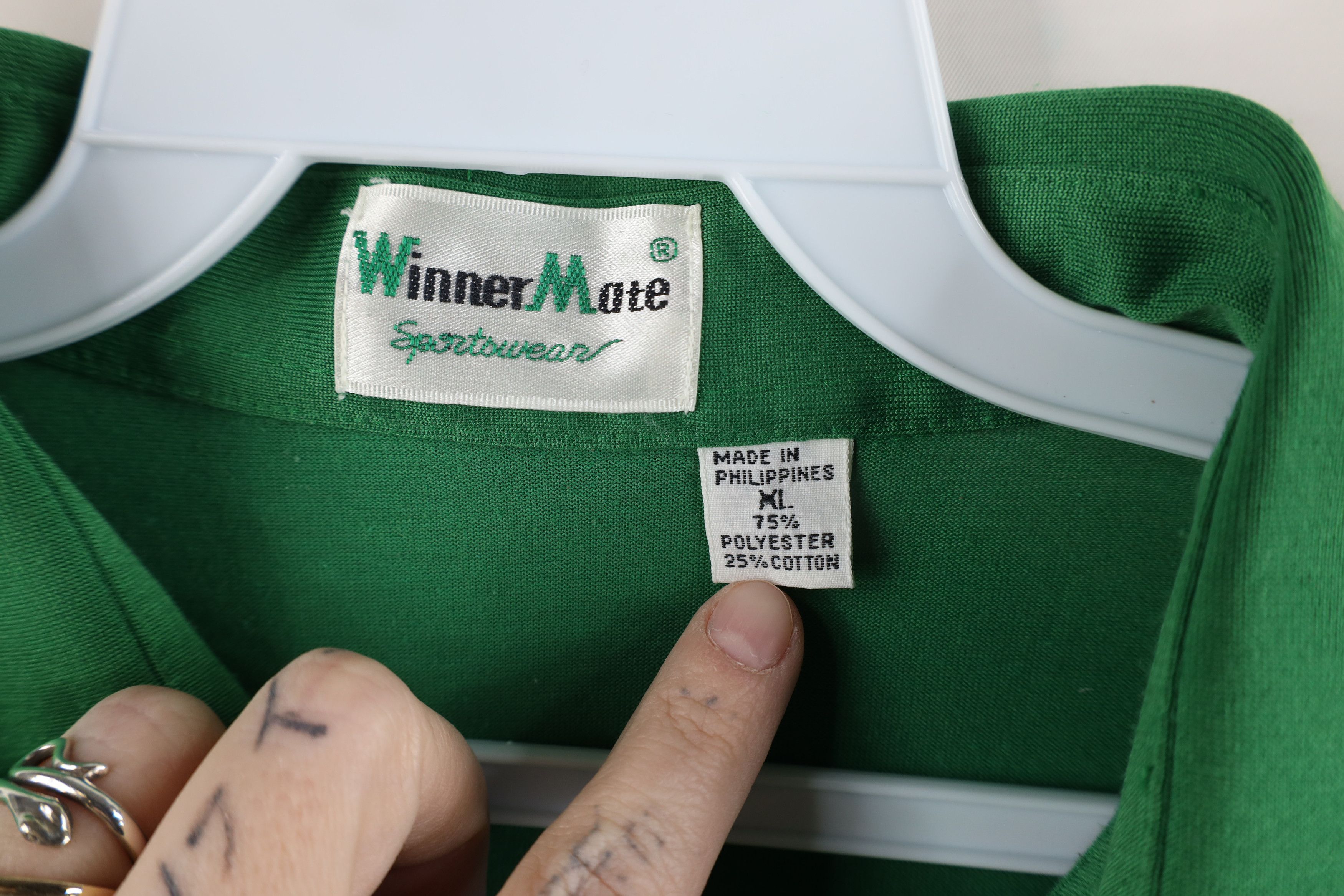 Vintage Vintage 70s Streetwear Collared Polo Shirt Masters Green Size US XL / EU 56 / 4 - 5 Thumbnail