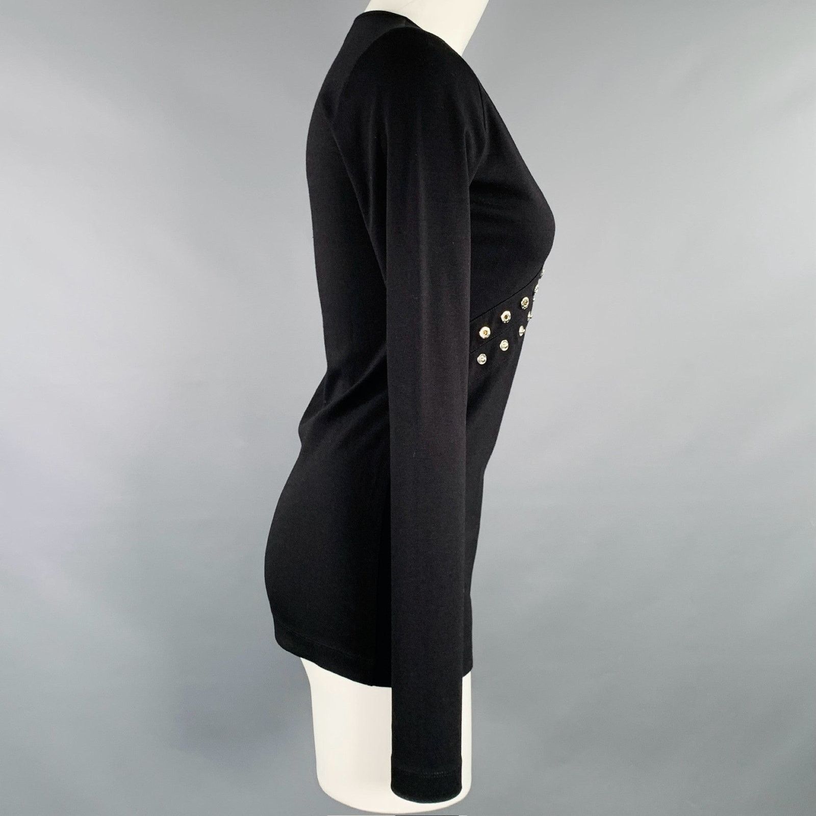 Altuzarra XS Black Viscose Blend Snaps Studded Crew Neck Pullover Size XS / US 0-2 / IT 36-38 - 3 Thumbnail