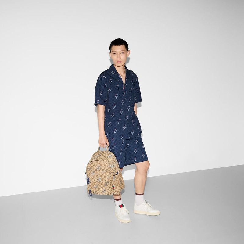 Gucci o1loc1c0226 794907 Printed Cotton Ripstop Shirt in Blue Size US S / EU 44-46 / 1 - 6 Thumbnail