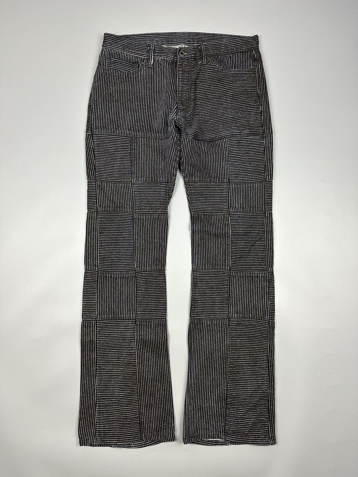 If Six Was Nine × Le Grande Bleu (L.G.B.) 🔥Flared🔥The Difference Rupert Patches Stripe Flared Denim Size US 34 / EU 50 - 1 Thumbnail