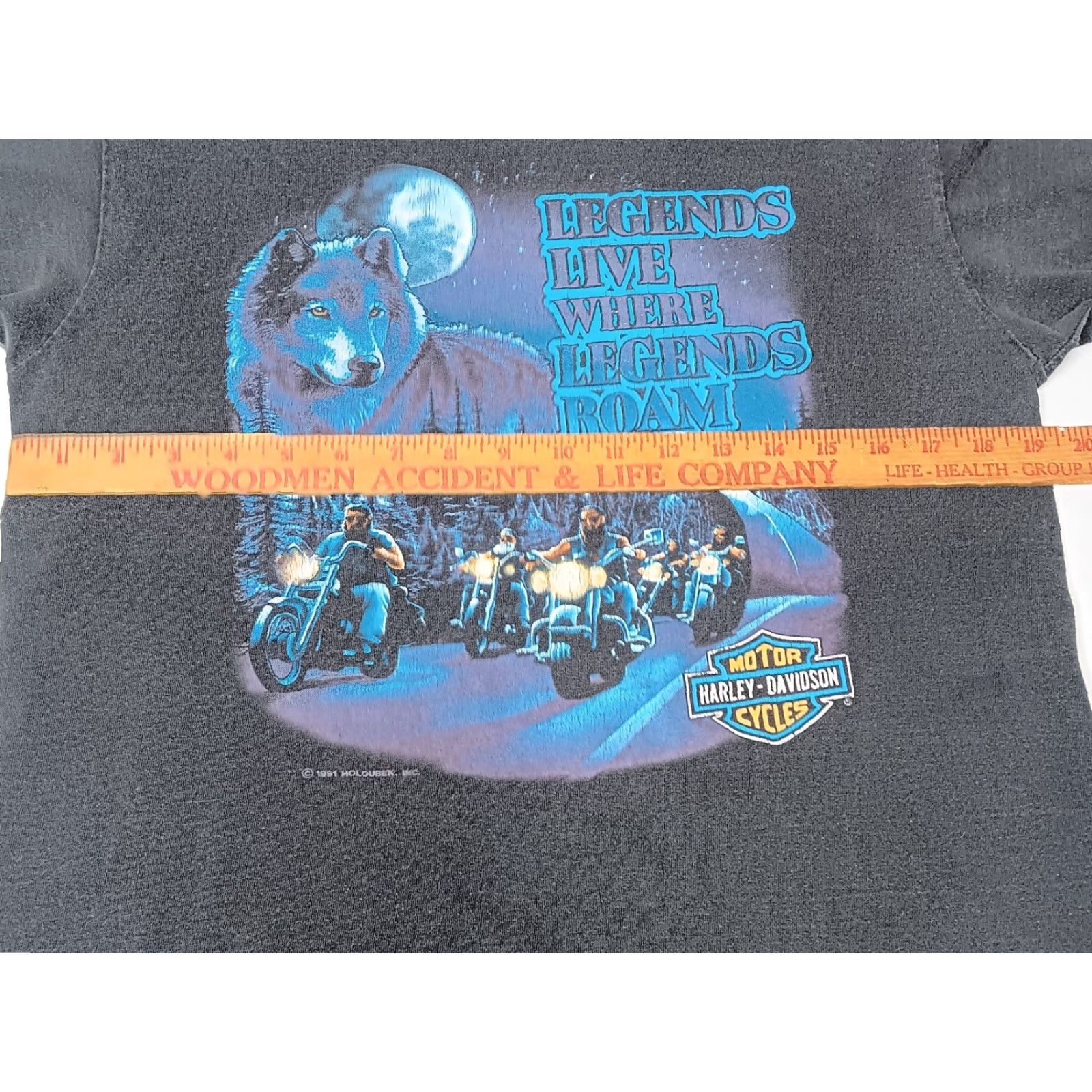 Harley Davidson VINTAGE Harley-Davidson T-Shirt Men Short Sleeve S Black Biker Wolf Legend Distressed 90s Motorcycles Size US S / EU 44-46 / 1 - 7 Thumbnail