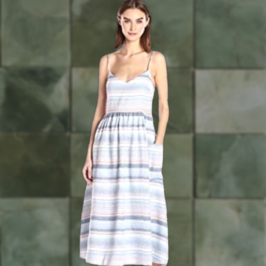 Mara Hoffman Mara Hoffman Striped Spaghetti Strap Dress with Pockets Sz 8 Midi Multicolor Women Adjustable Straps Long Dress States Size M / US 6-8 / IT 42-44 - 1 Thumbnail
