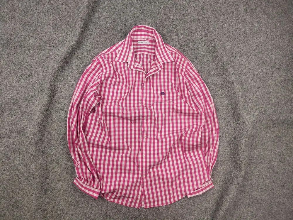 Etro Etro Italy Design Regular Fit pink checked Long sleeve Shirt Size US XL / EU 56 / 4 - 1 Thumbnail