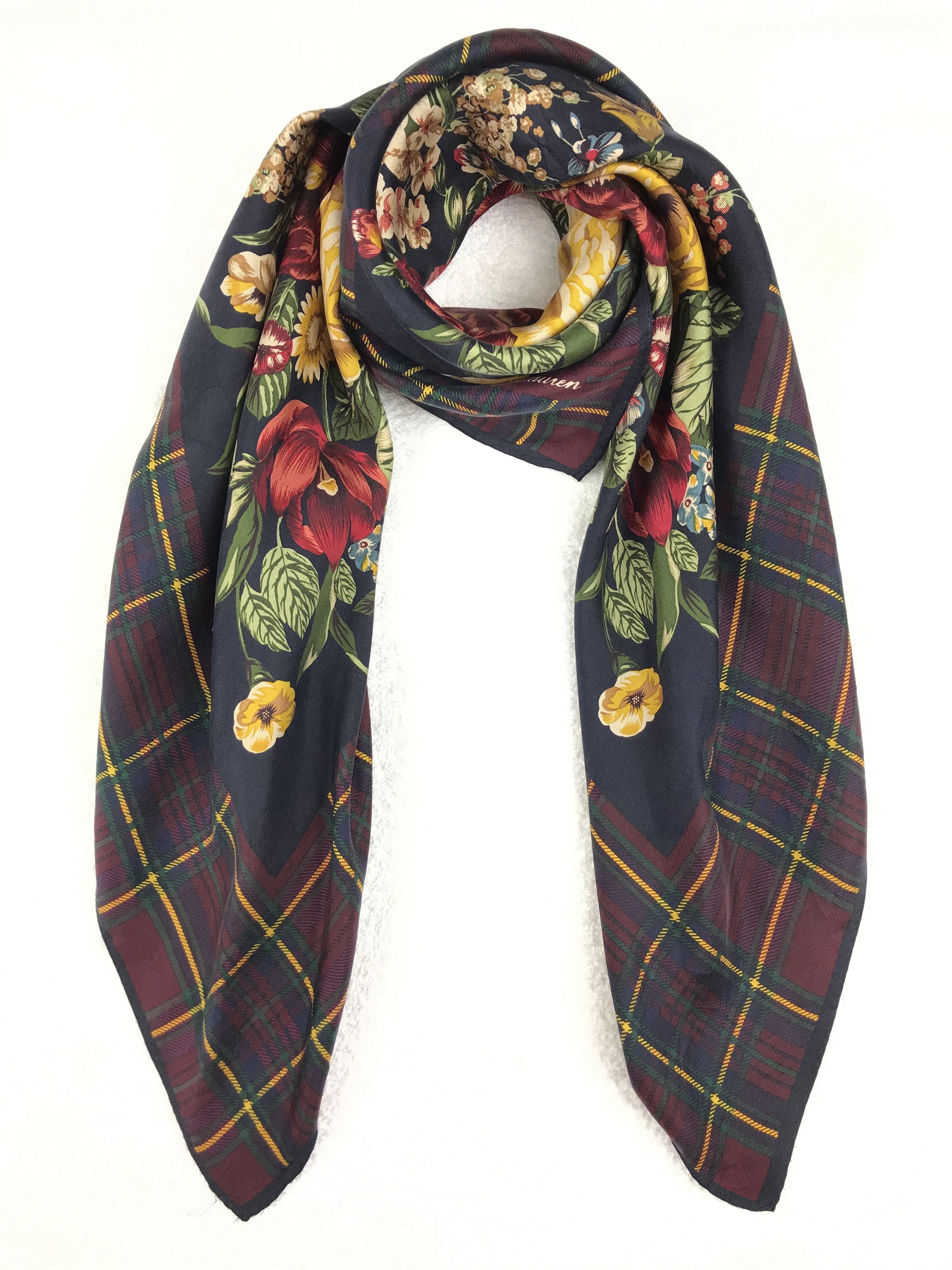 Ralph Lauren RL501 Vintage Ralph Lauren Silk Scarf Shawl Designer Scarf Size ONE SIZE - 7 Thumbnail