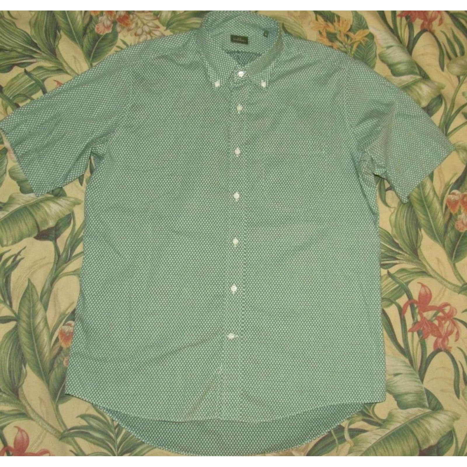 Sid Mashburn SID MASHBURN Green Floral Short Sleeve Button Down Shirt Medium Mens XS? Size US M / EU 48-50 / 2 - 2 Thumbnail