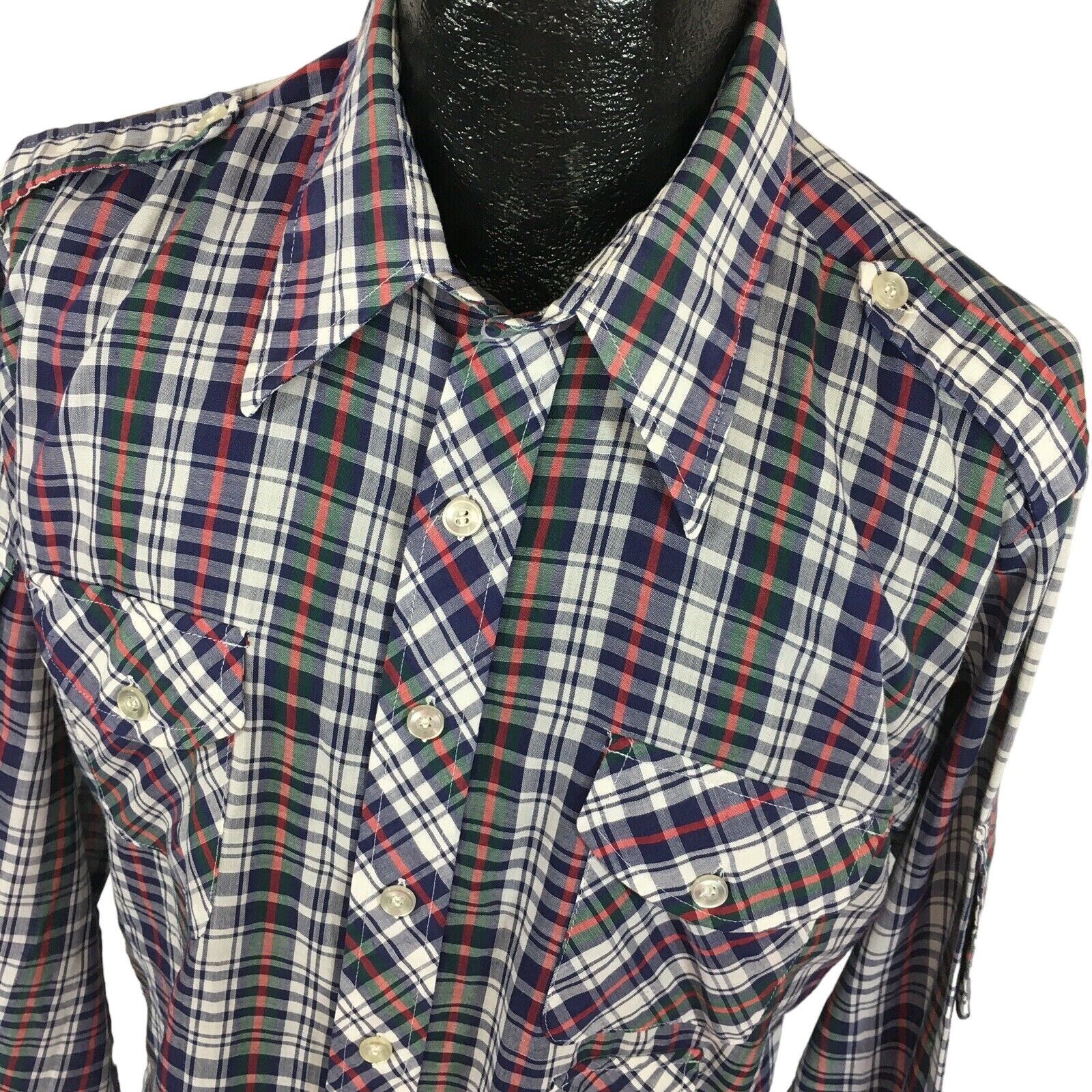 Other Vtg Monzini PLAID Military Trim Pocket Hippie Mod Shirt Size US L / EU 52-54 / 3 - 1 Thumbnail