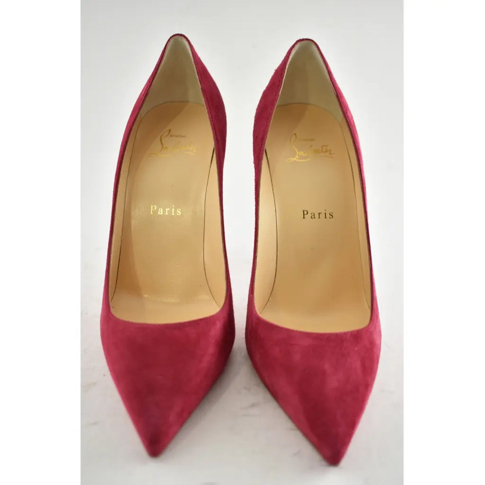 Christian Louboutin Kate 100 Persan Pink Raspberry Suede Pointed Heel Pump 41 Size US 11 / IT 41 - 5 Thumbnail