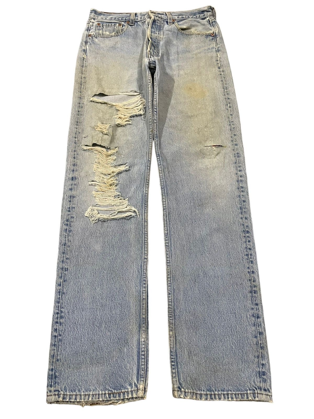 Levi's Vintage 90s Levis 501 Blue Wash Distressed Style Jeans Size US 31 - 1 Thumbnail