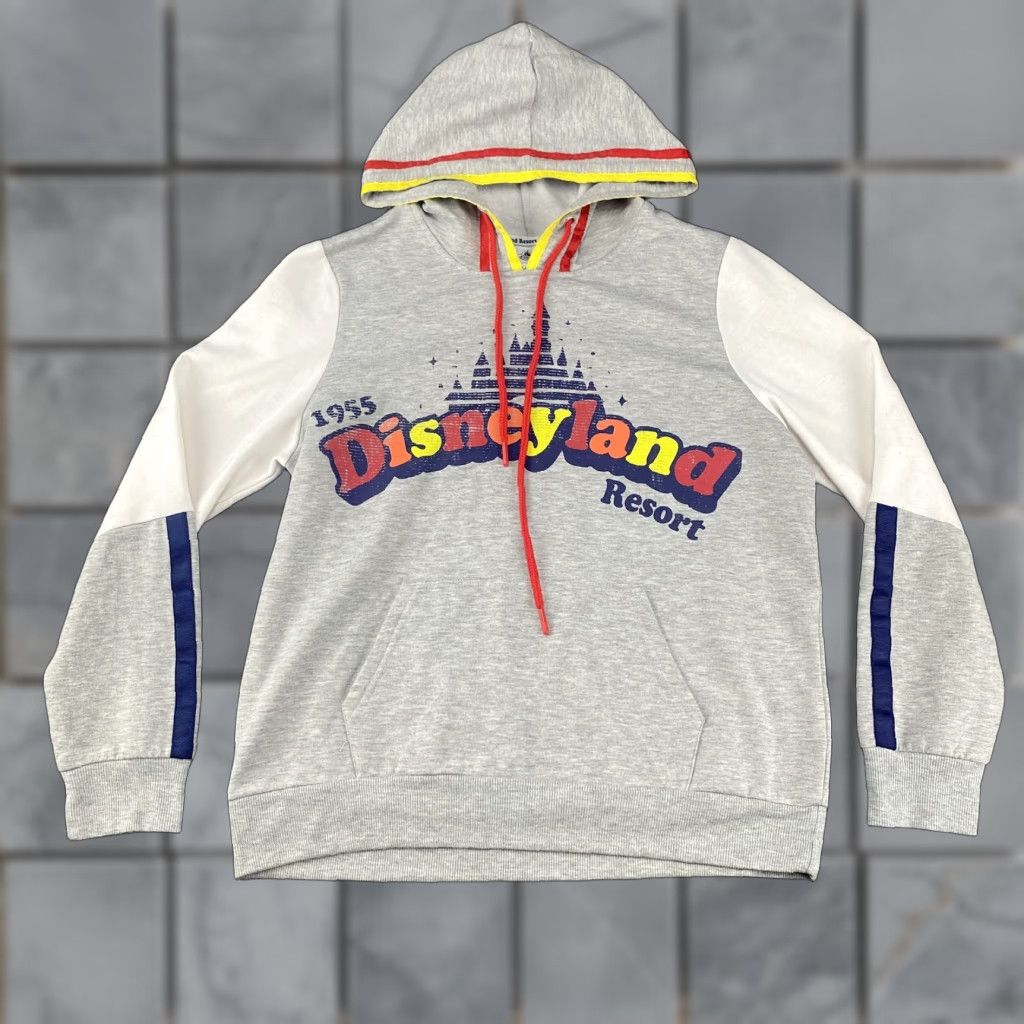 Disney Disneyland Resort Hoodie Mens Medium Gray White Pullover Park Disney 1955 Castle Graphic Print Size US M / EU 48-50 / 2 - 1 Thumbnail