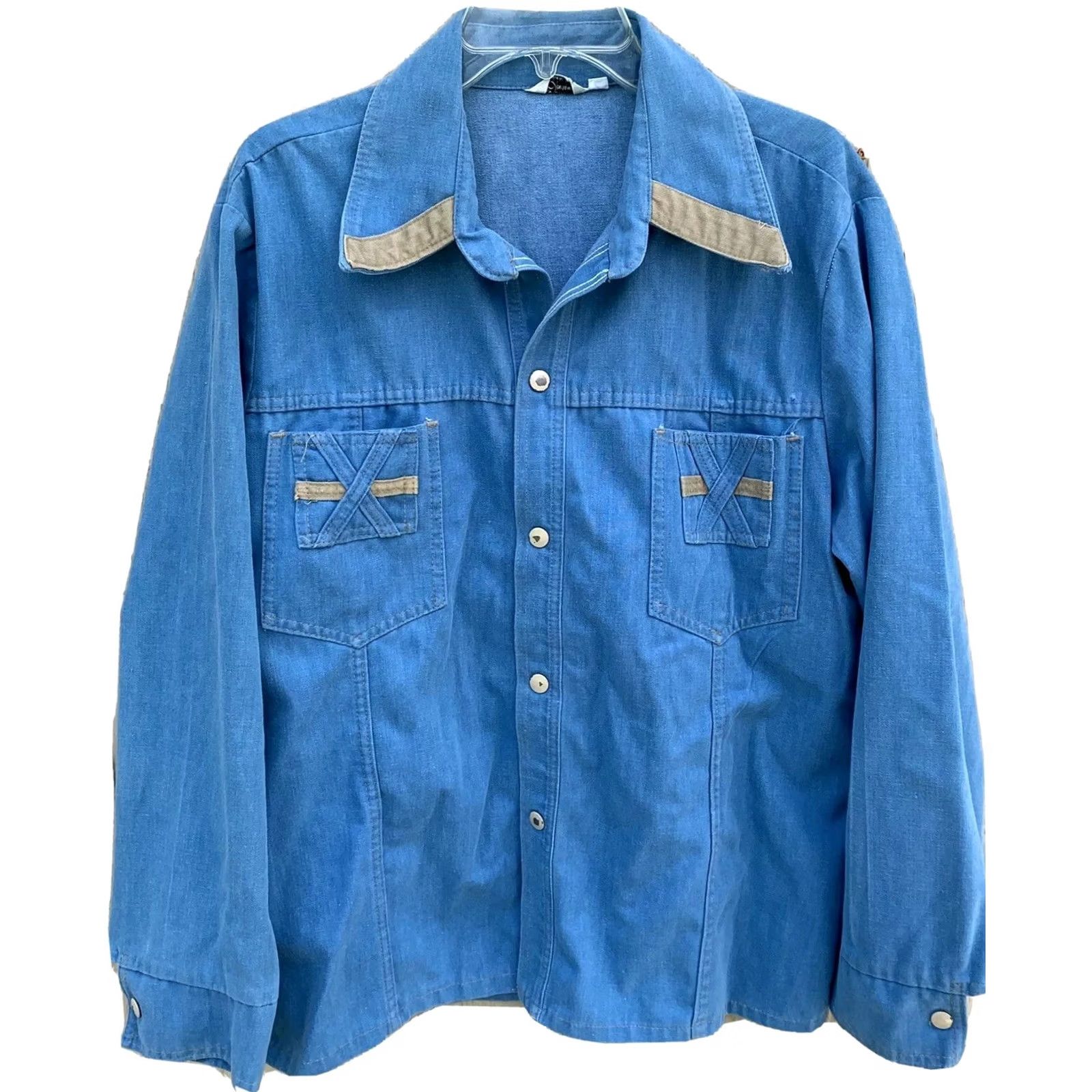 Denime VINTAGE Distinctive Sportswear Denim Jacket Shirt L 70s Blue Shirt Mens/N/A Size US L / EU 52-54 / 3 - 2 Thumbnail