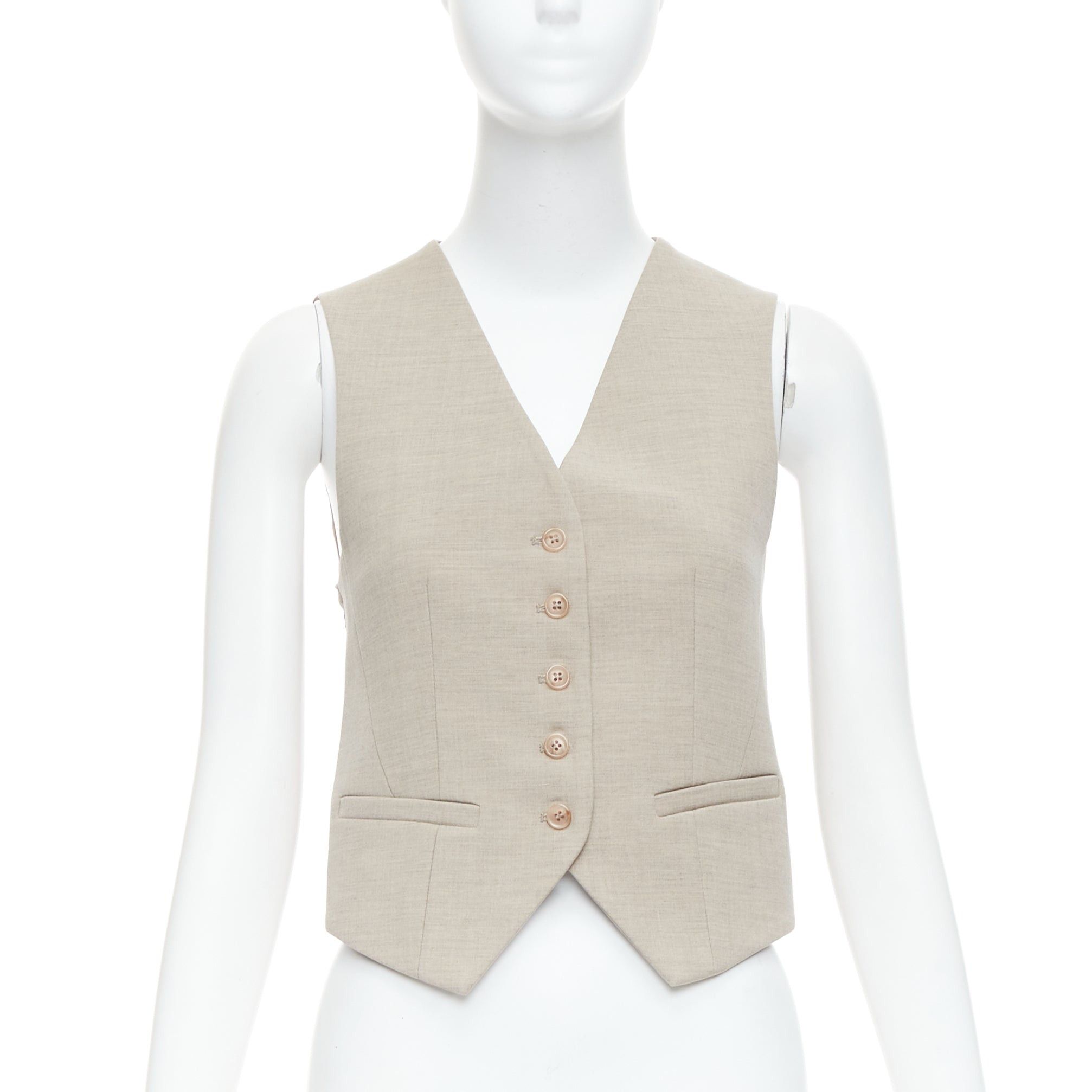 Frankie Shop FRANKIE SHOP Gelso khaki tencel buttons waistcoat vest top XS Size ONE SIZE - 1 Thumbnail