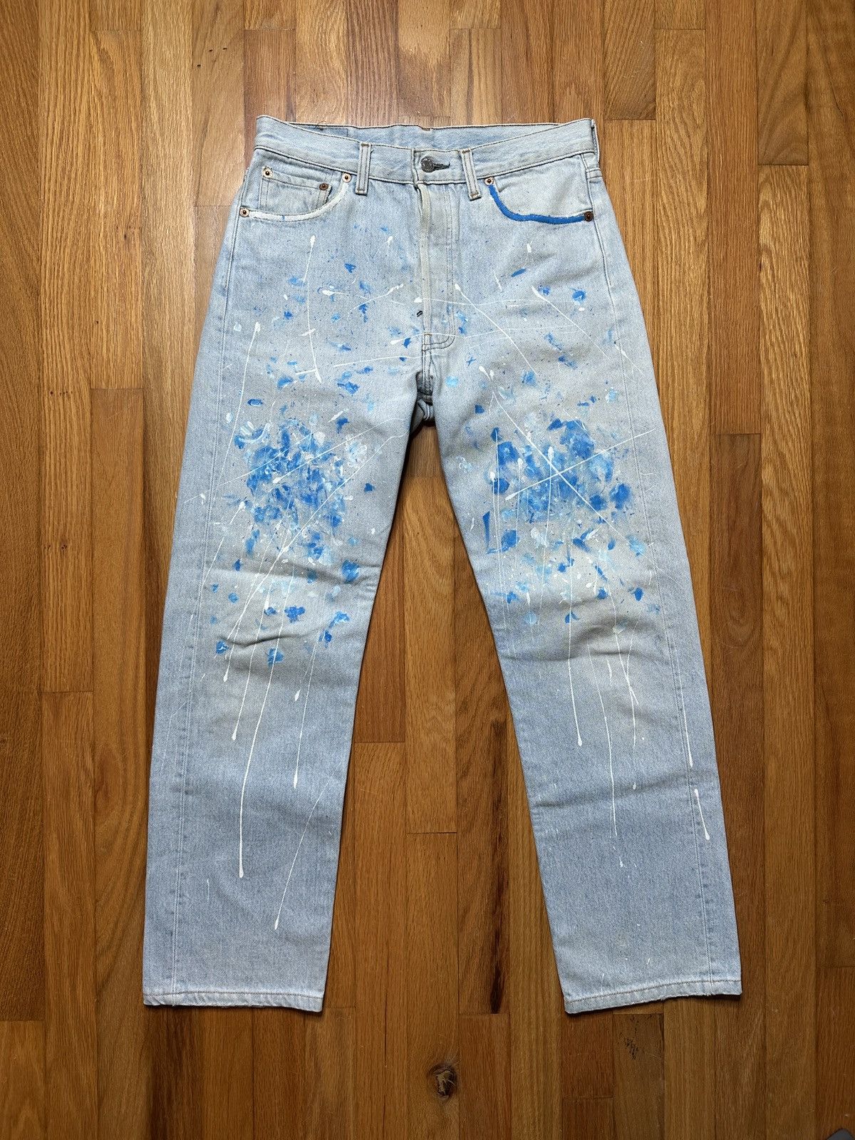 Levi's Levi’s 501 Hand Painted Light Wash Denim Size US 30 / EU 46 - 1 Thumbnail