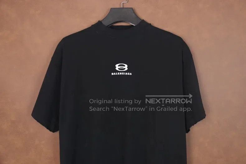 Balenciaga Balenciaga Black Distressed Hem Double Ring Short Sleeve T Size US S / EU 44-46 / 1 - 2 Thumbnail