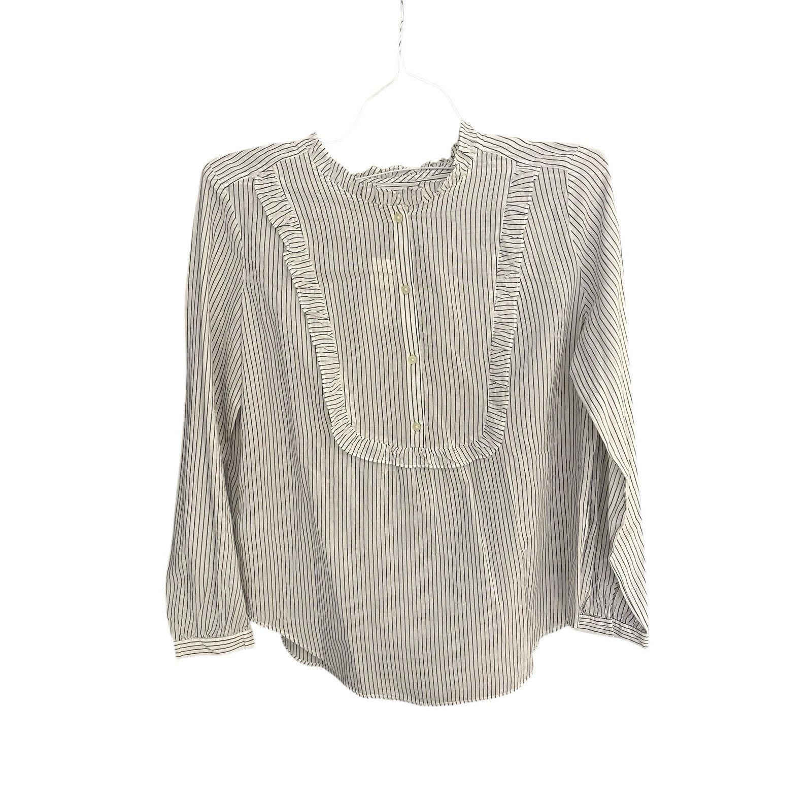 Loft Loft Women's M pinstripe ruffle-neck shirt NWT Size M / US 6-8 / IT 42-44 - 1 Thumbnail