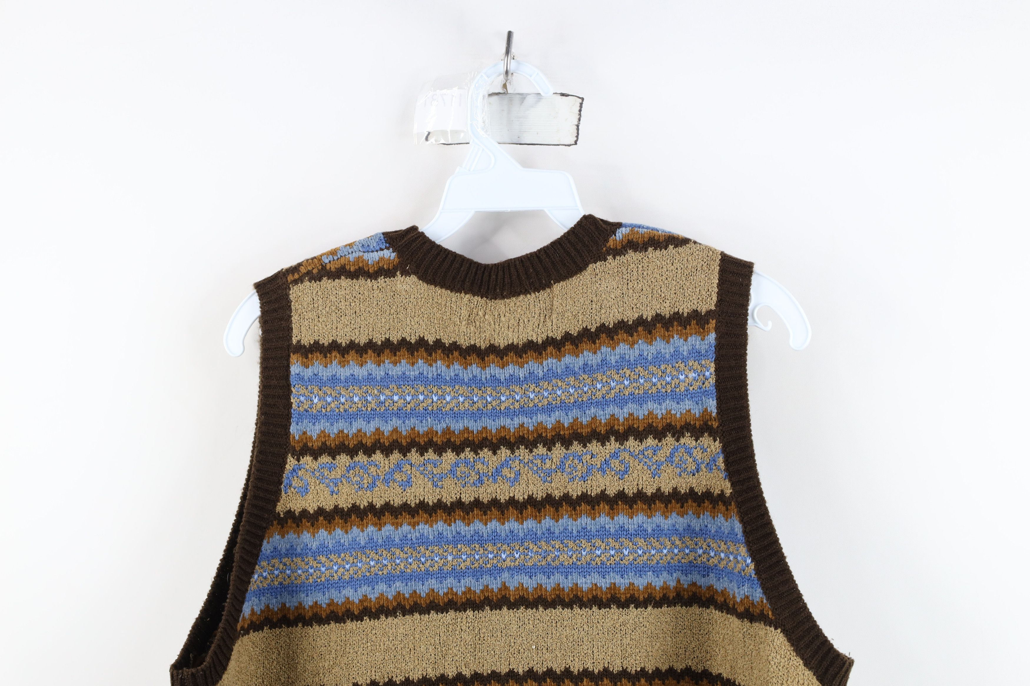 Vintage Vintage 90s Streetwear Fair Isle Knit Cardigan Sweater Vest Size XL / US 12-14 / IT 48-50 - 10 Thumbnail