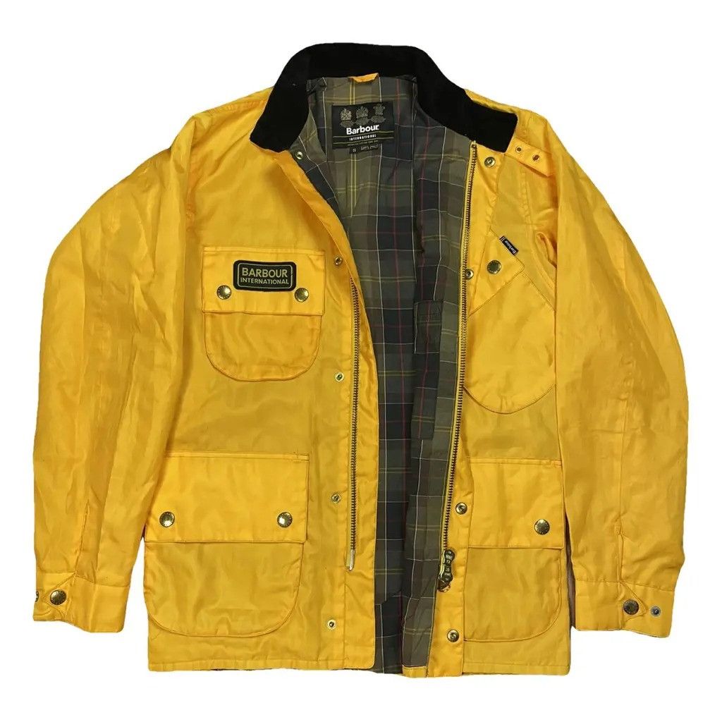 image of Barbour Coat Jacket Full Pattern Inside in Yellow, Men's (Size Small)