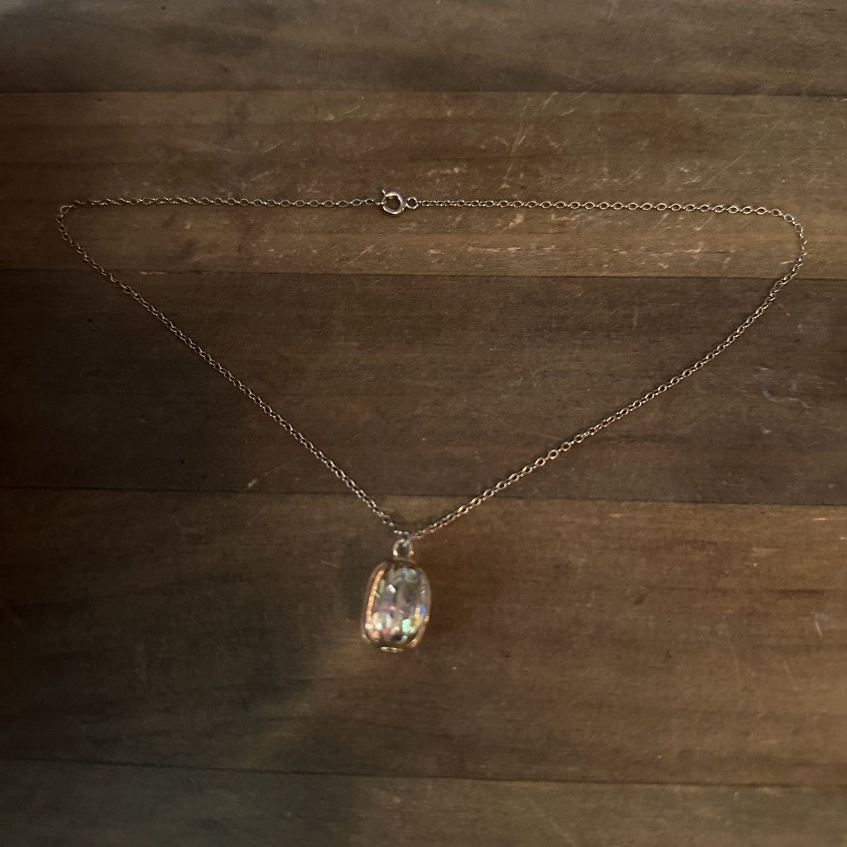 Vintage Vintage caged Aurora Borealis crystal pendant necklace Size ONE SIZE - 2 Thumbnail
