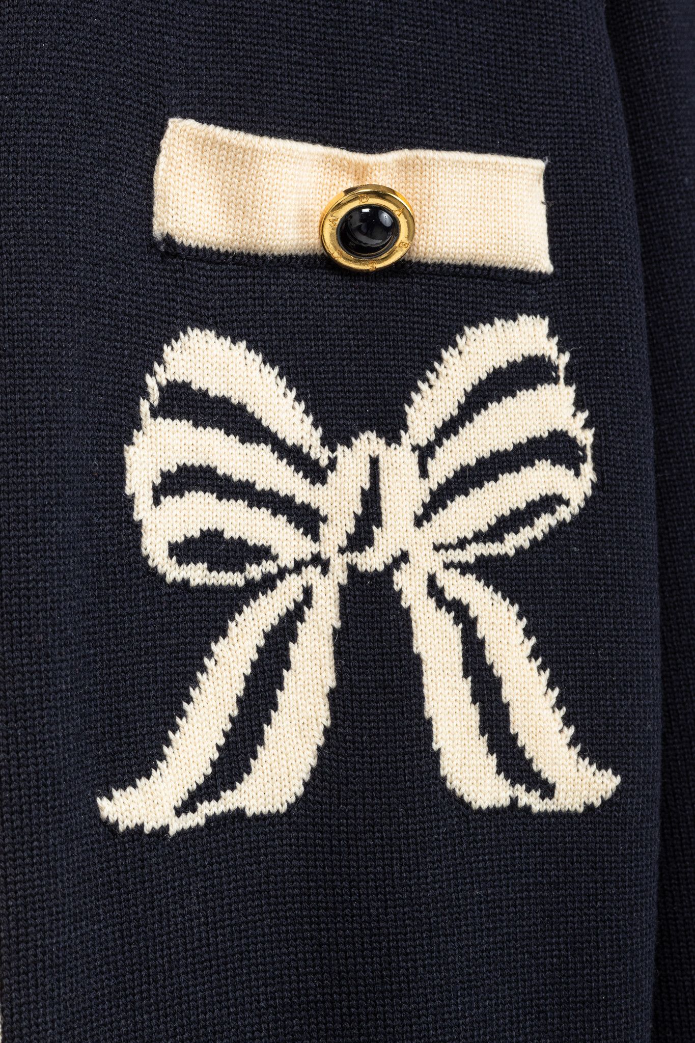 Escada Escada by Margaretha Ley Navy Wool-Knit Bow Button Cardigan Size S / US 4 / IT 40 - 6 Thumbnail