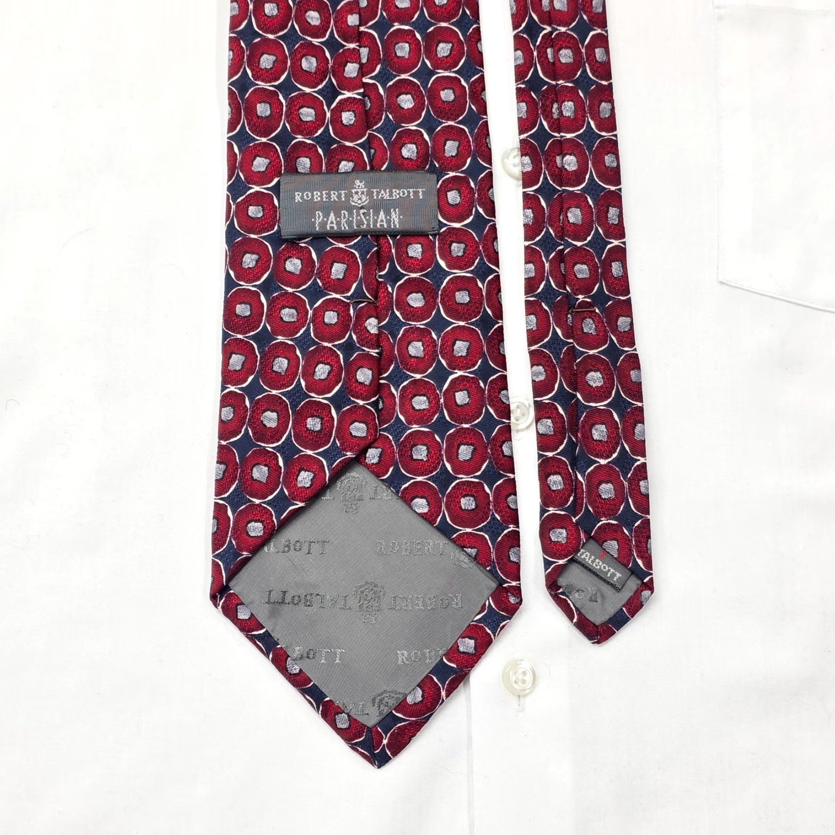 Robert Talbott Robert Talbott Necktie Mens Red Geometric Silk Designer USA Tie Length 59" Width 4" Adjustable Office Business Mens Silk Geometric Tie Size ONE SIZE - 4 Thumbnail