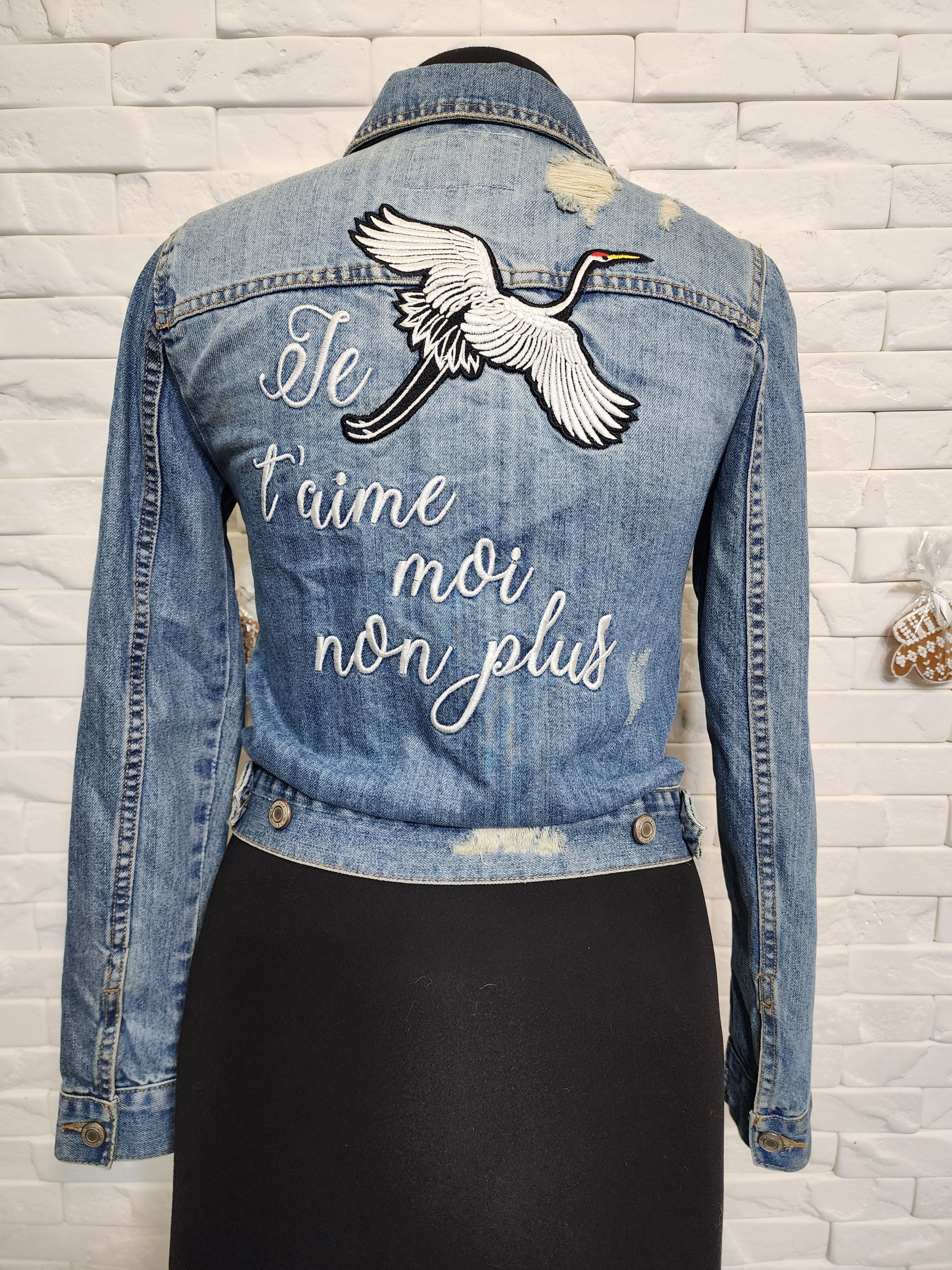 Other Blue Denim Jacket: Women's Cotton Jacket with Embroidery. Size S / US 4 / IT 40 - 3 Thumbnail
