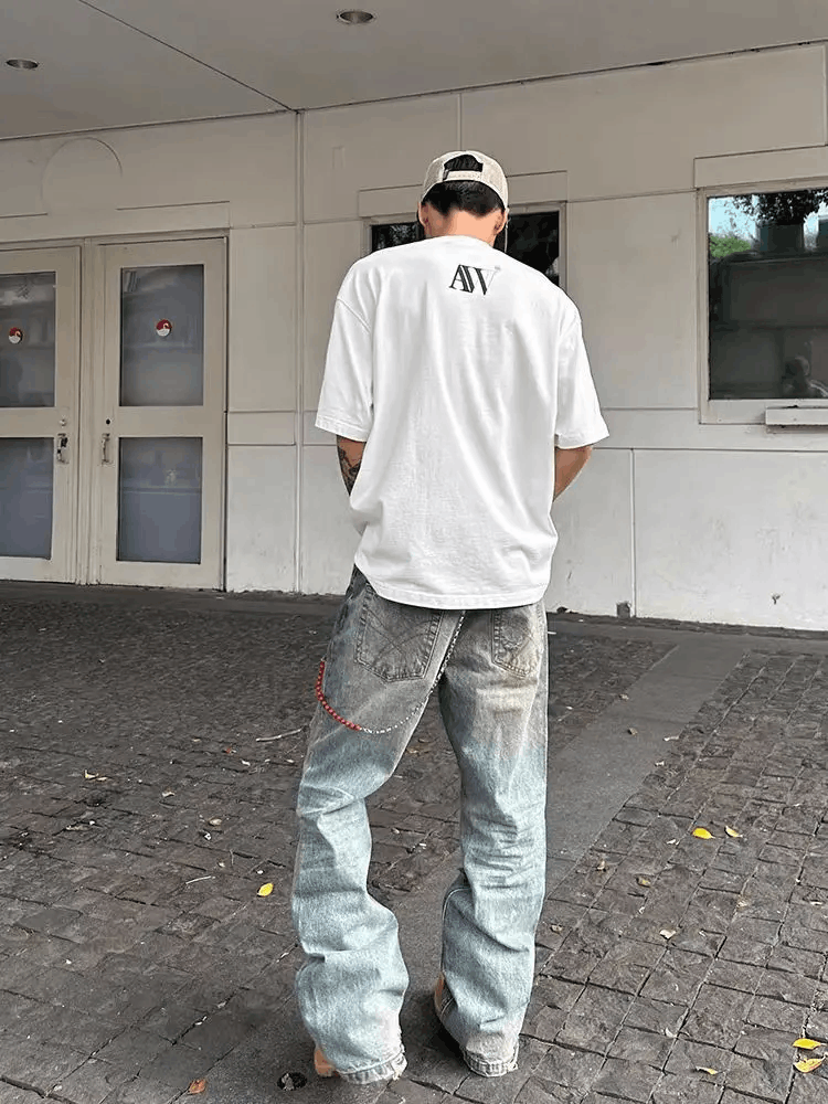 Japanese Brand × Vintage Washed vintage irregular ripped Y2K baggy jeans Size US 29 - 4 Thumbnail
