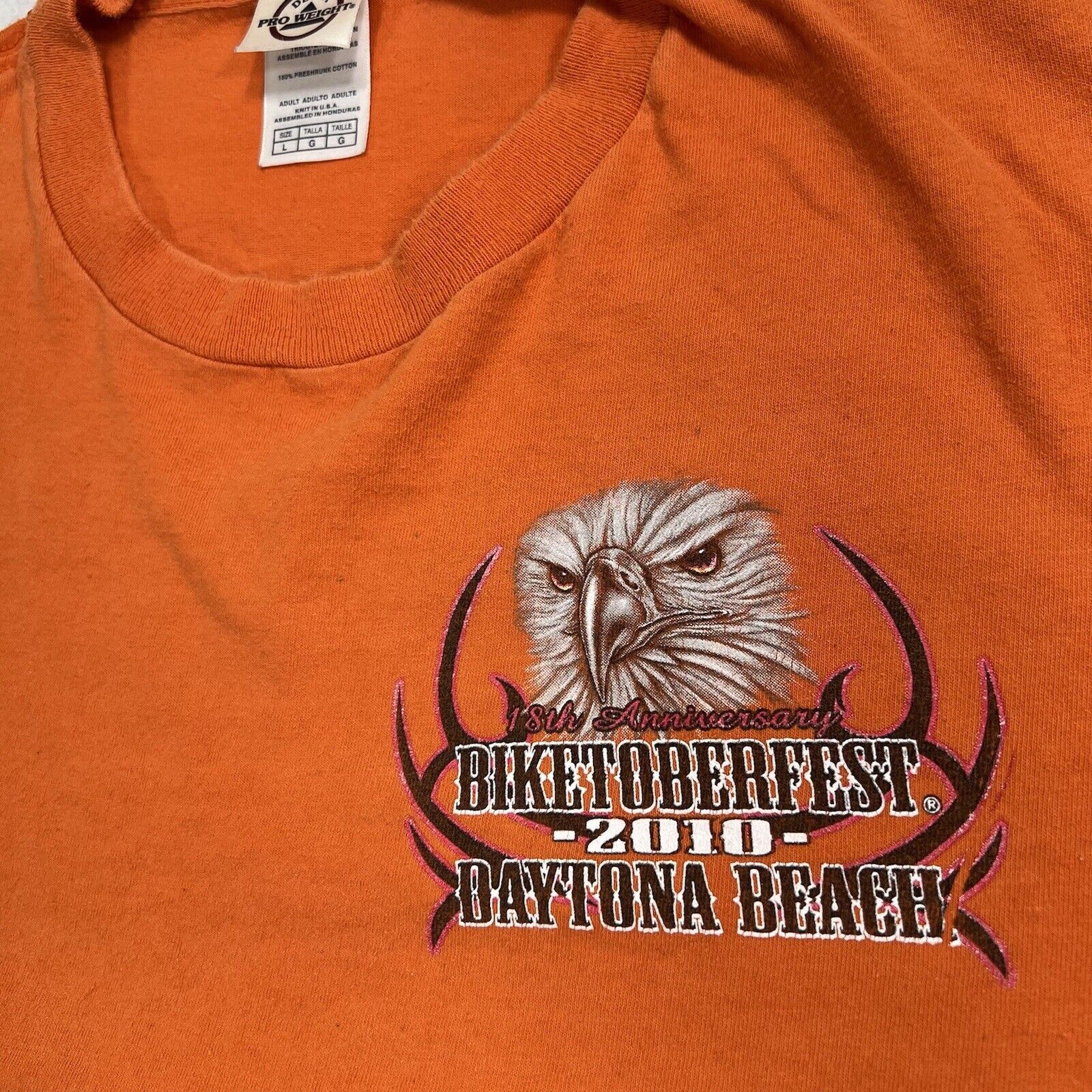 Delta Daytona Beach 2010 Biketoberfest Large Orange Graphic TShirt Size US L / EU 52-54 / 3 - 3 Thumbnail